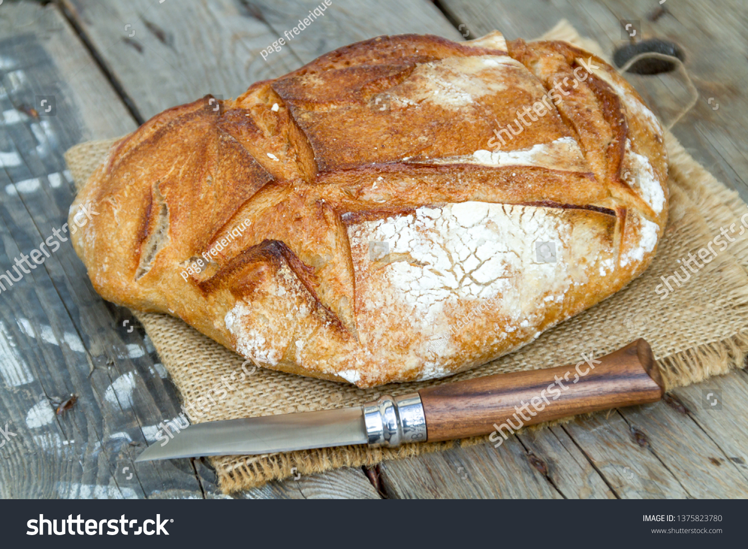 loaf of floured bread #1375823780