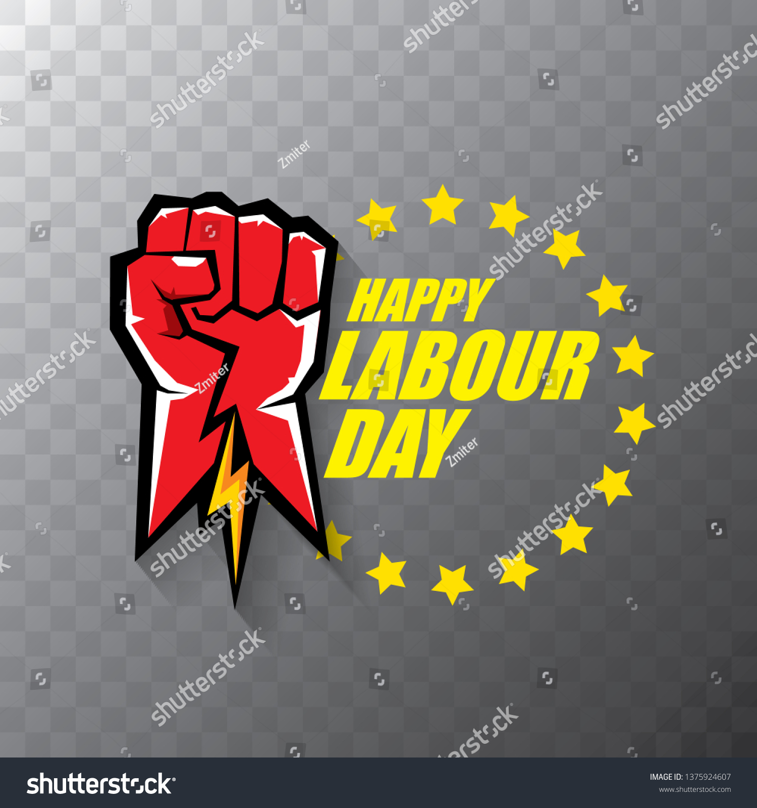 Happy labour day vector label with strong orange - Royalty Free Stock ...