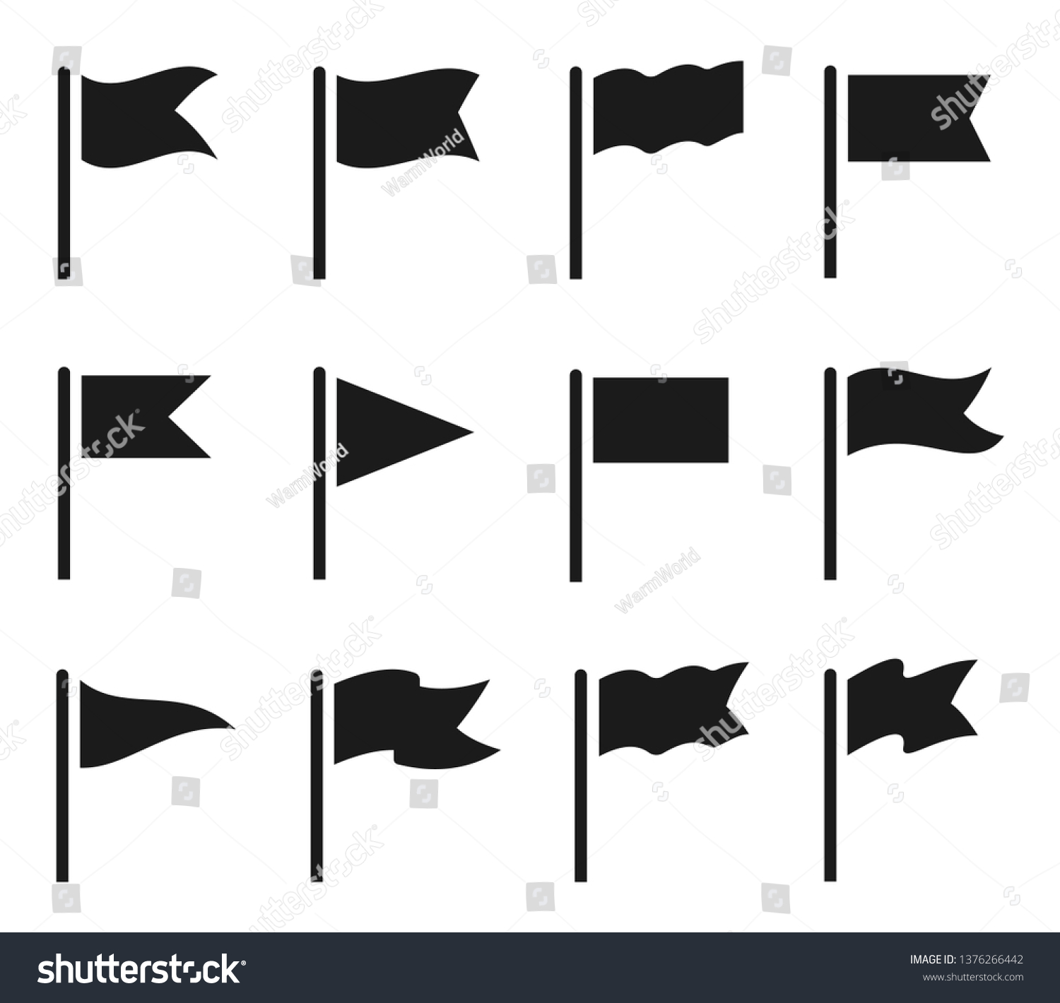 Different flag icons set. Vector illustration #1376266442