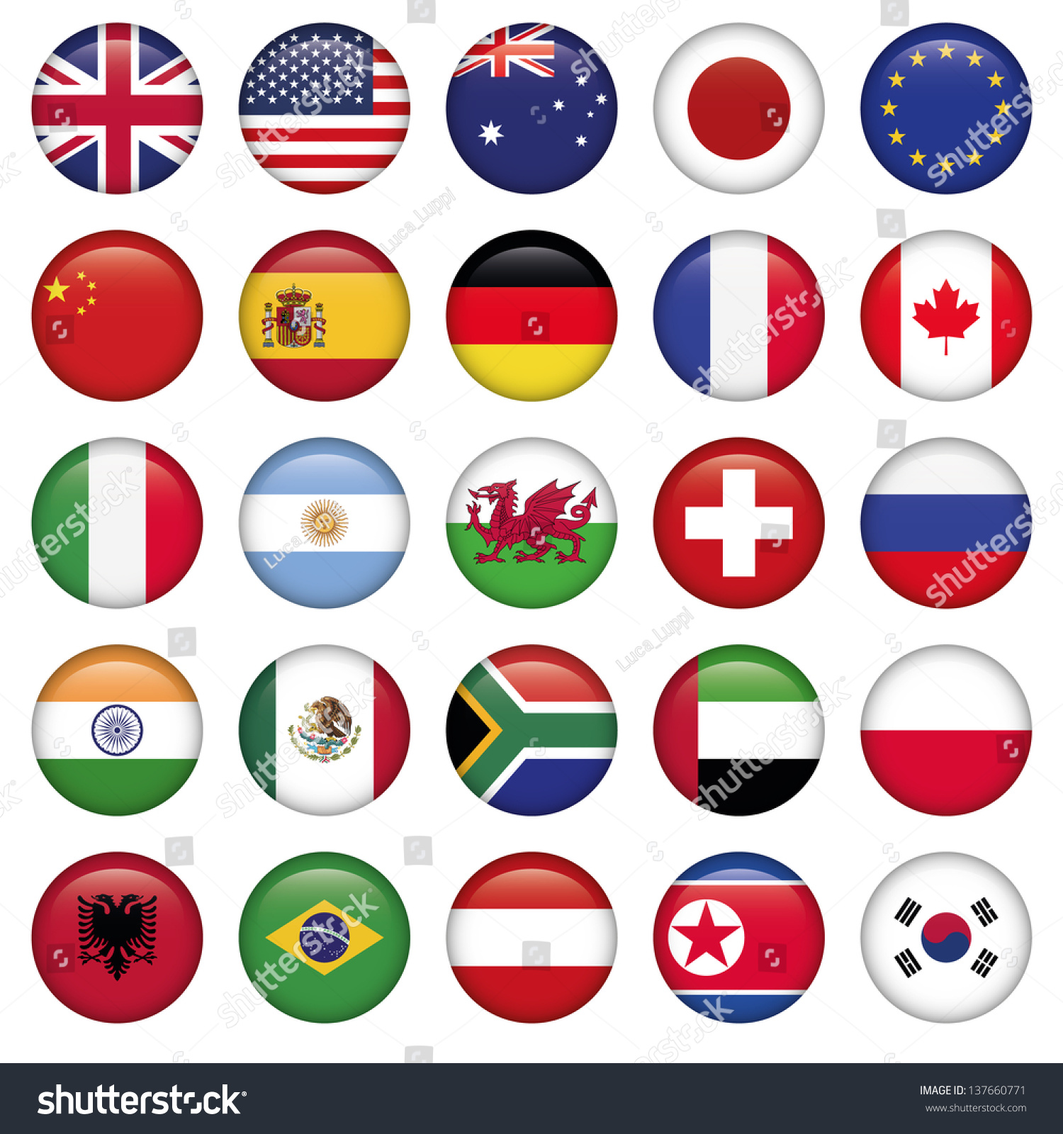 Set of Round Flags world top states #137660771