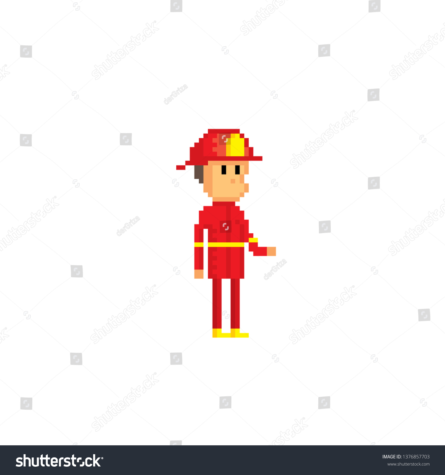 Firefighter. Pixel art. Old school computer - Royalty Free Stock Vector ...