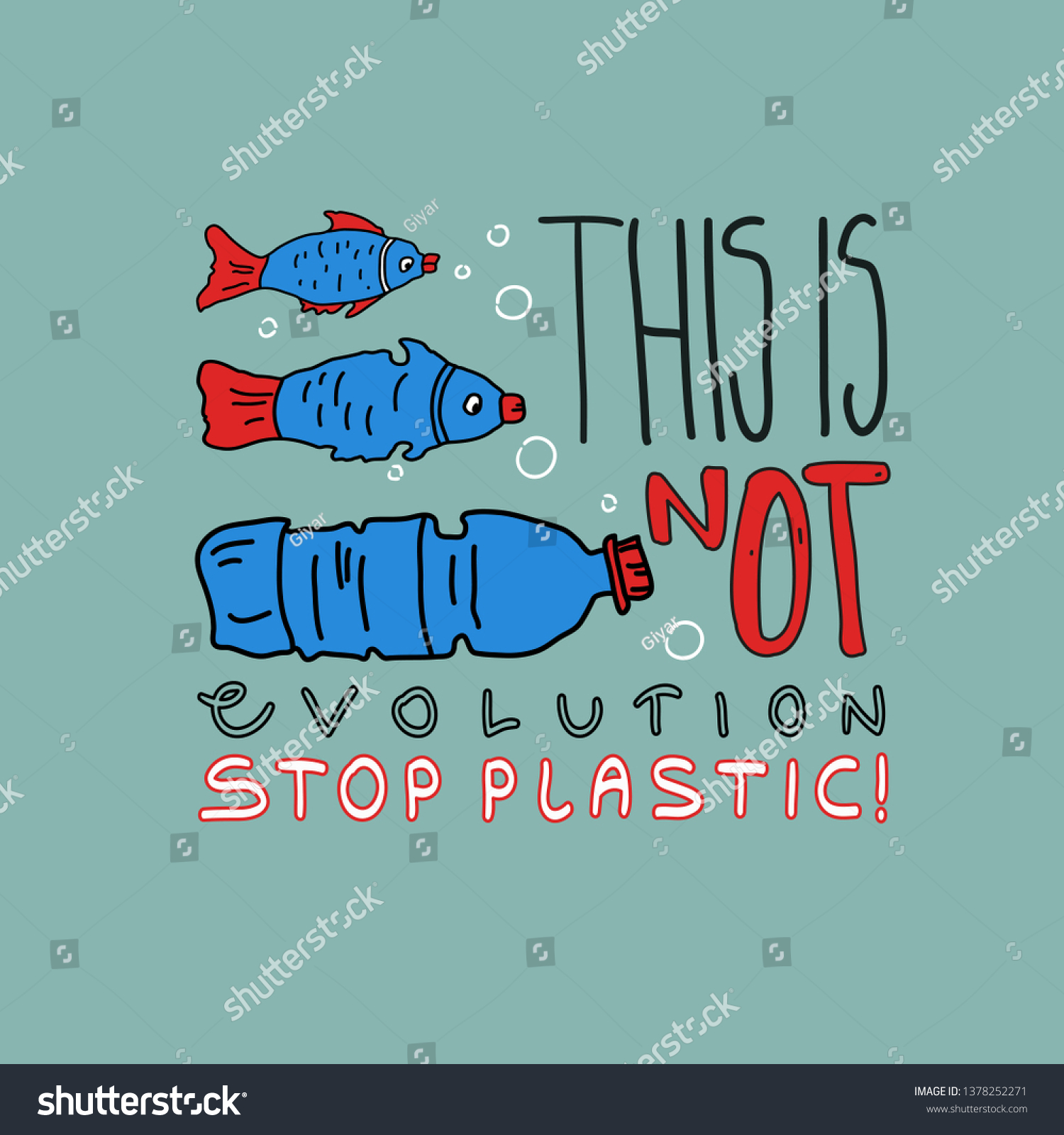 Сoncept Of Ocean Plastic Pollution. Pseudo - Royalty Free Stock Vector 