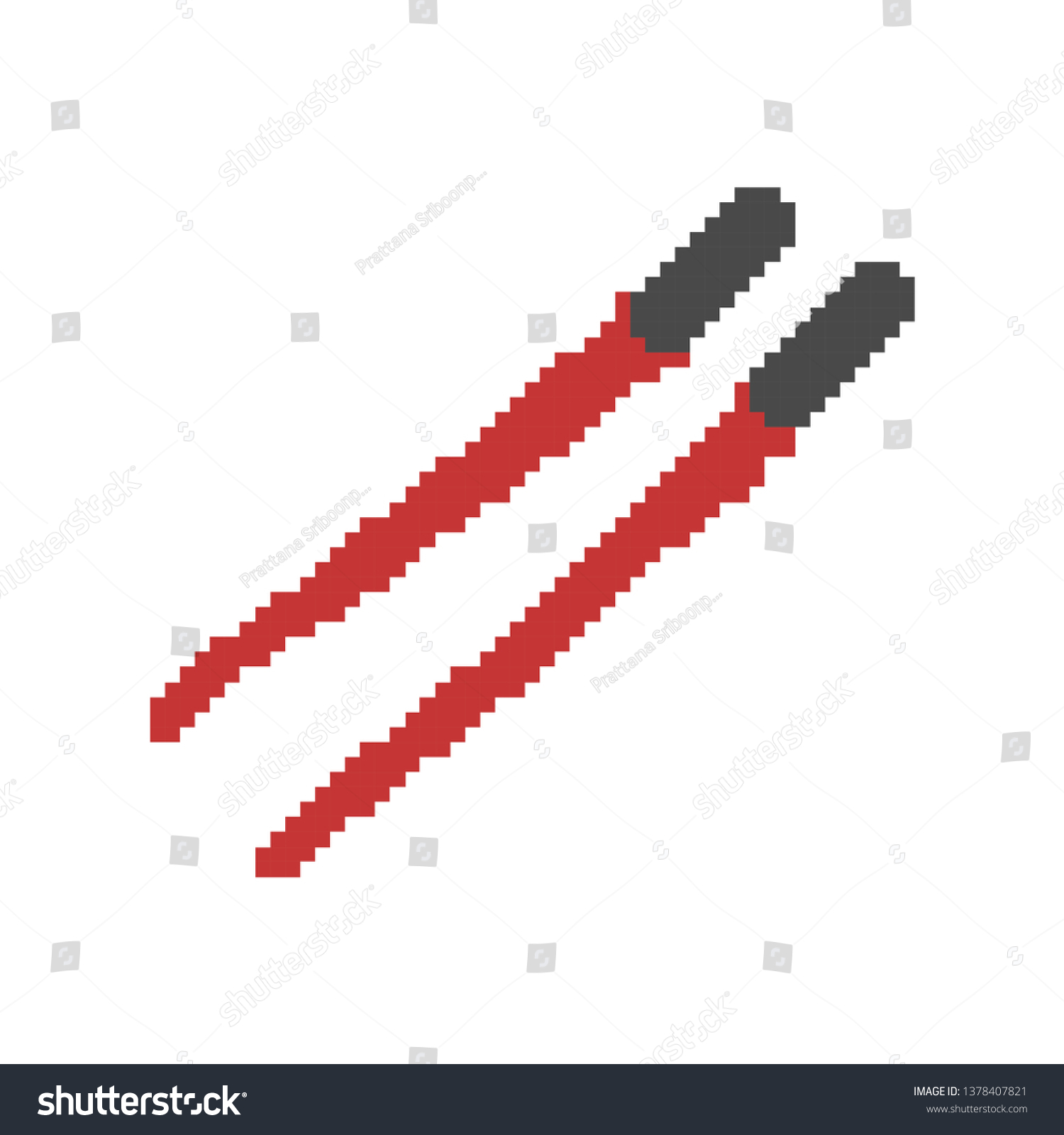 chopsticks pixel art Royalty Free Stock Vector 1378407821