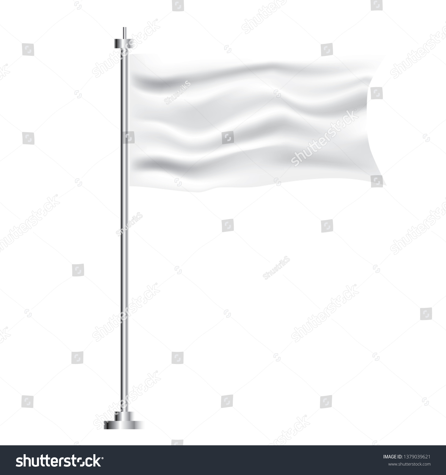 White Textile Waving Empty Flag on Transparent Background.  #1379039621