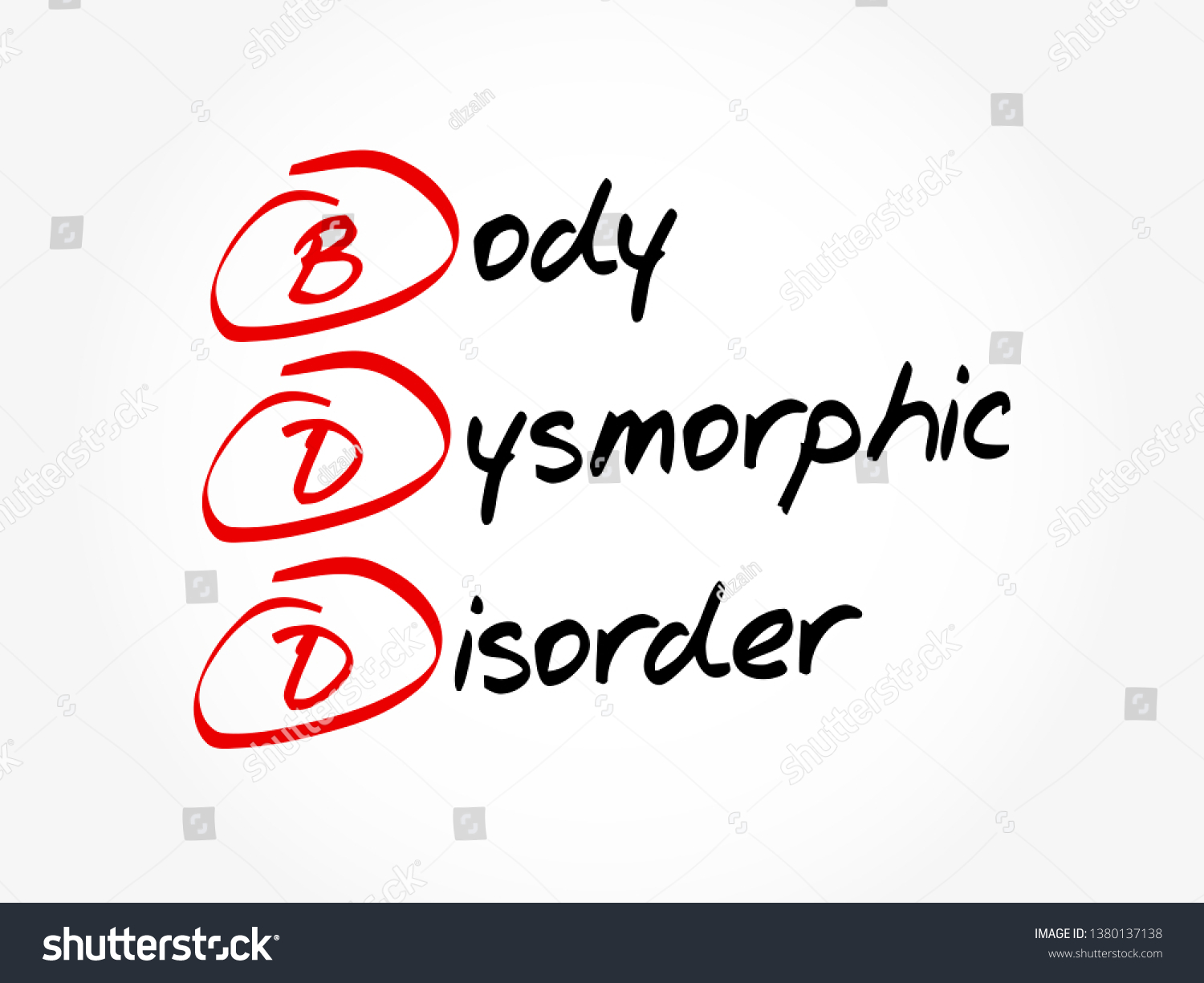 BDD - Body Dysmorphic Disorder Acronym, Health - Royalty Free Stock ...