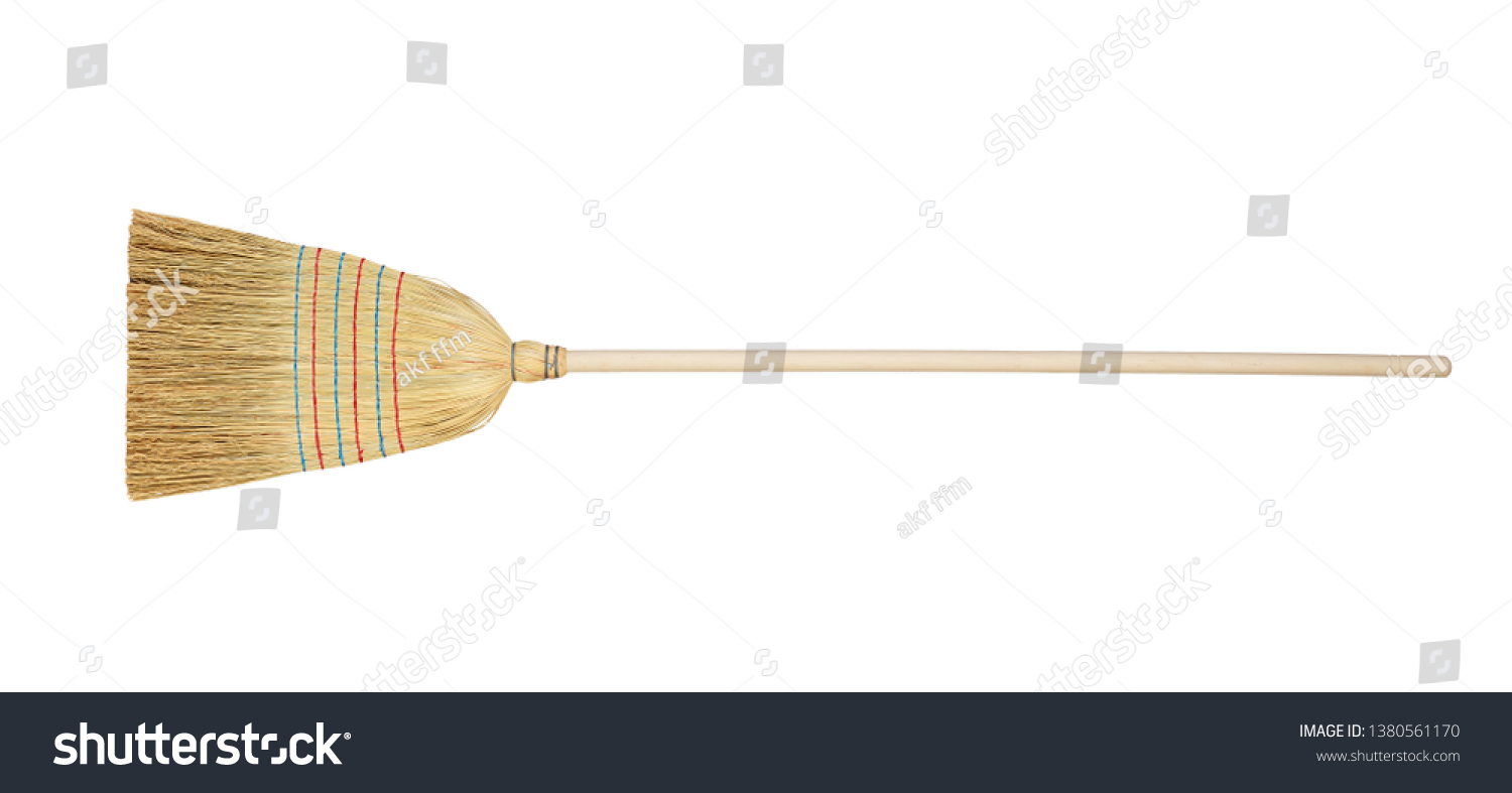 straw broom on white background  #1380561170