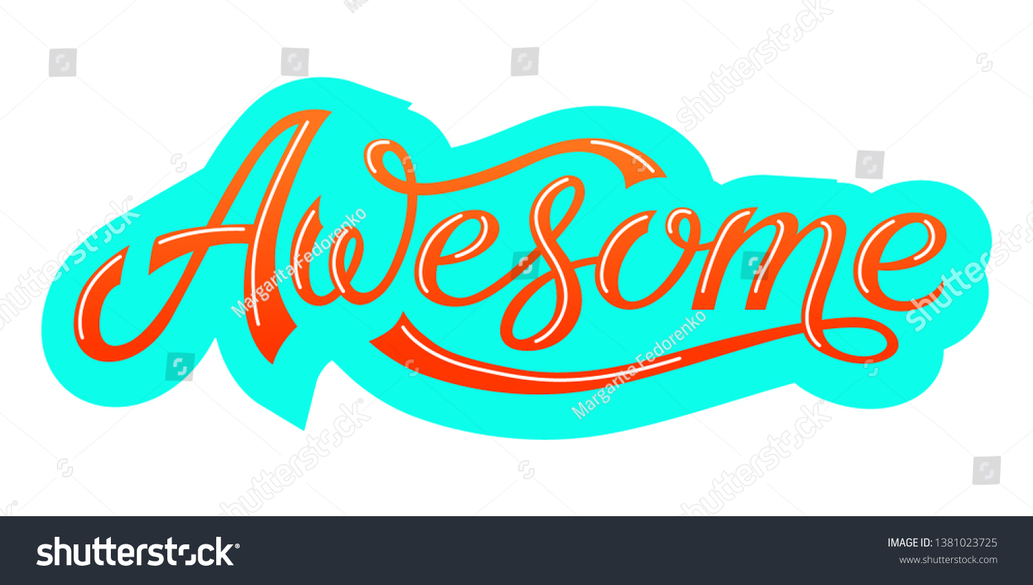 Hand drawn typography lettering Awesome. - Royalty Free Stock Vector ...