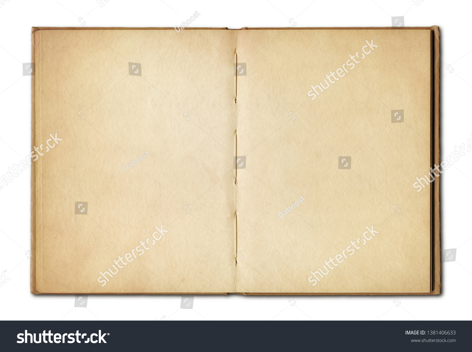 Old vintage open book isolated on white background #1381406633