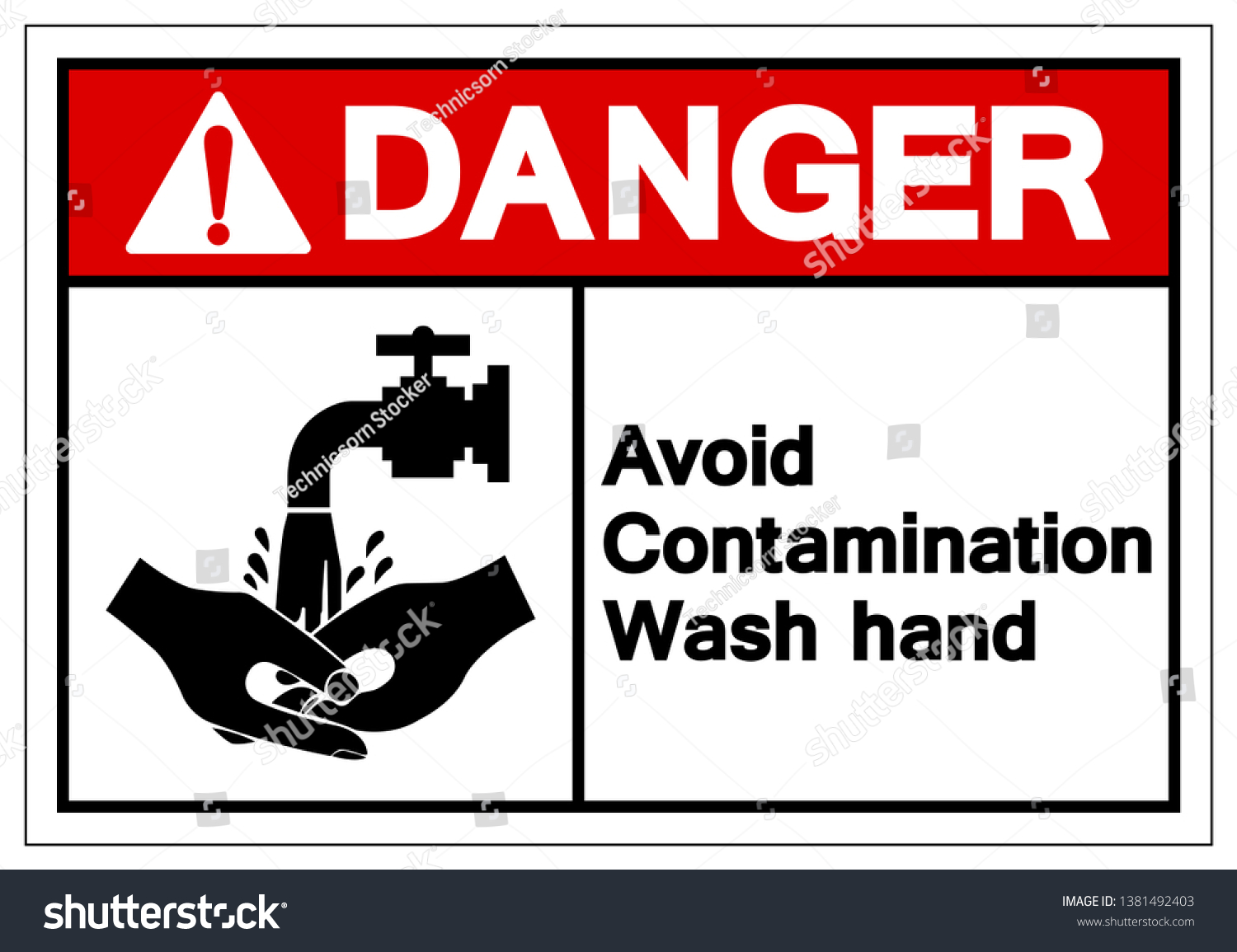 Danger Avoid Contamination Wash Hand Symbol Sign Royalty Free Stock Vector 1381492403