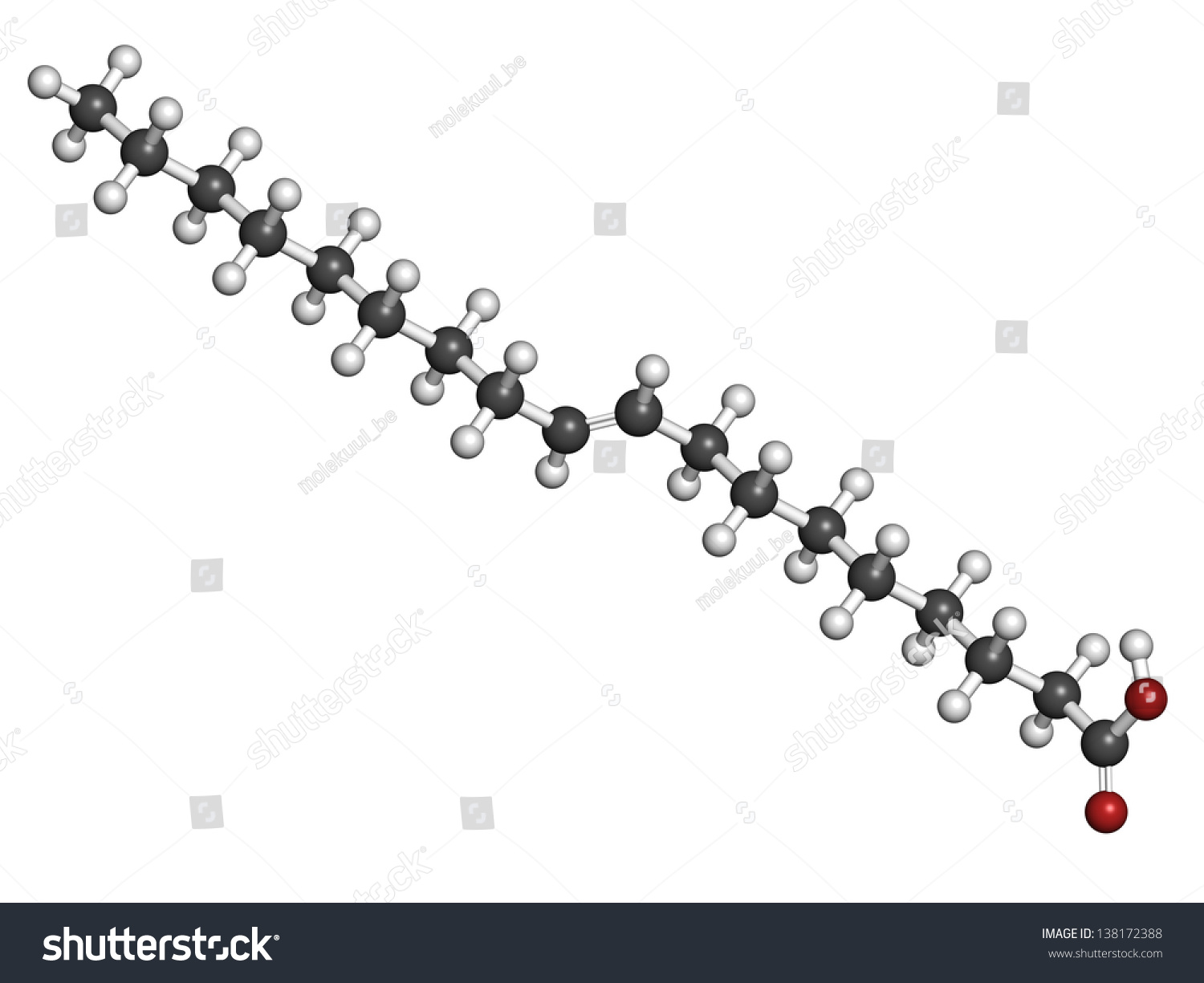 Elaidic acid trans fatty acid, molecular model. - Royalty Free Stock ...