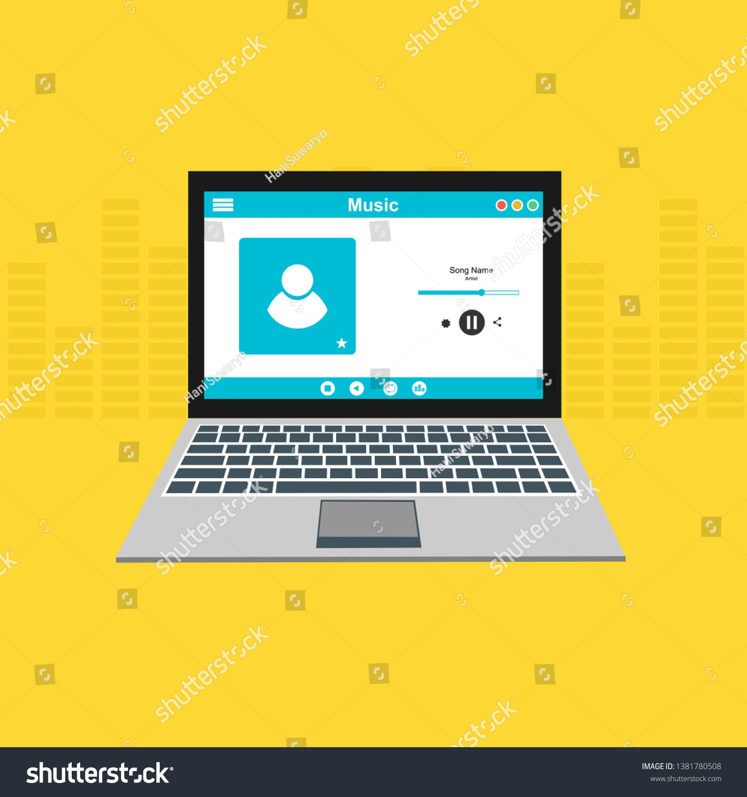 Laptop Music Software User Interface Design Royalty Free Stock Vector 1381780508 Avopix