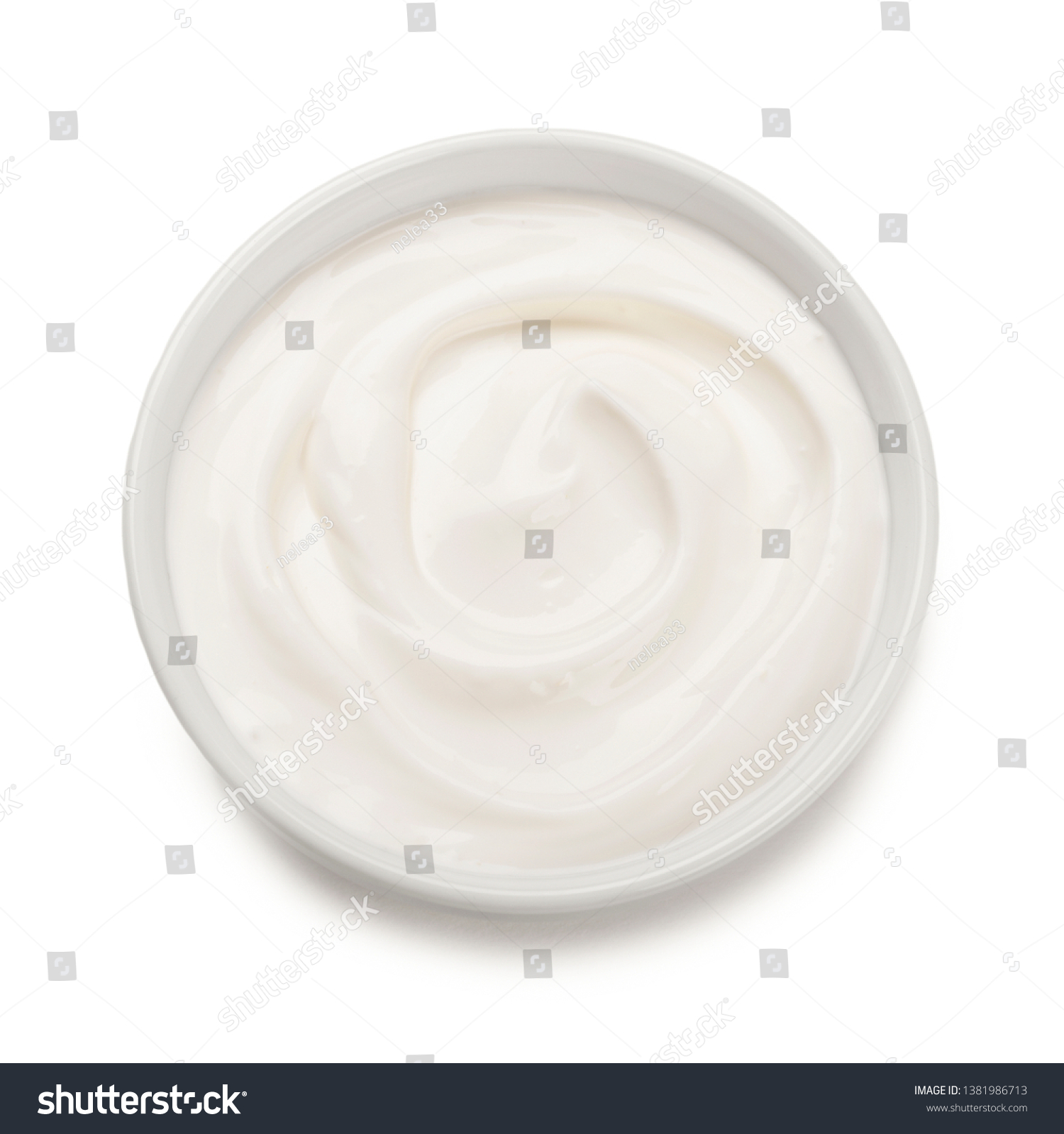 Bowl of  yogurt isolated on white background . #1381986713