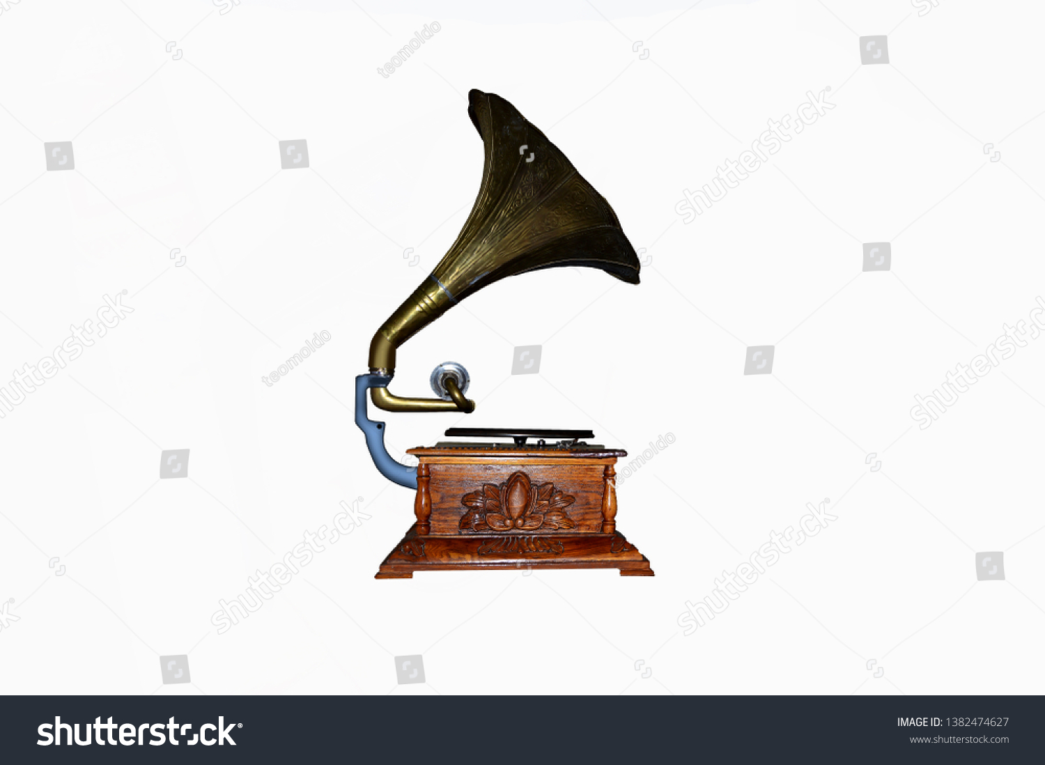 Old gramophone on a white background #1382474627