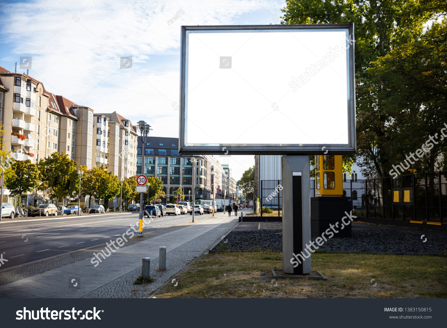 Blank billboard mockup for advertising, City street background #1383150815