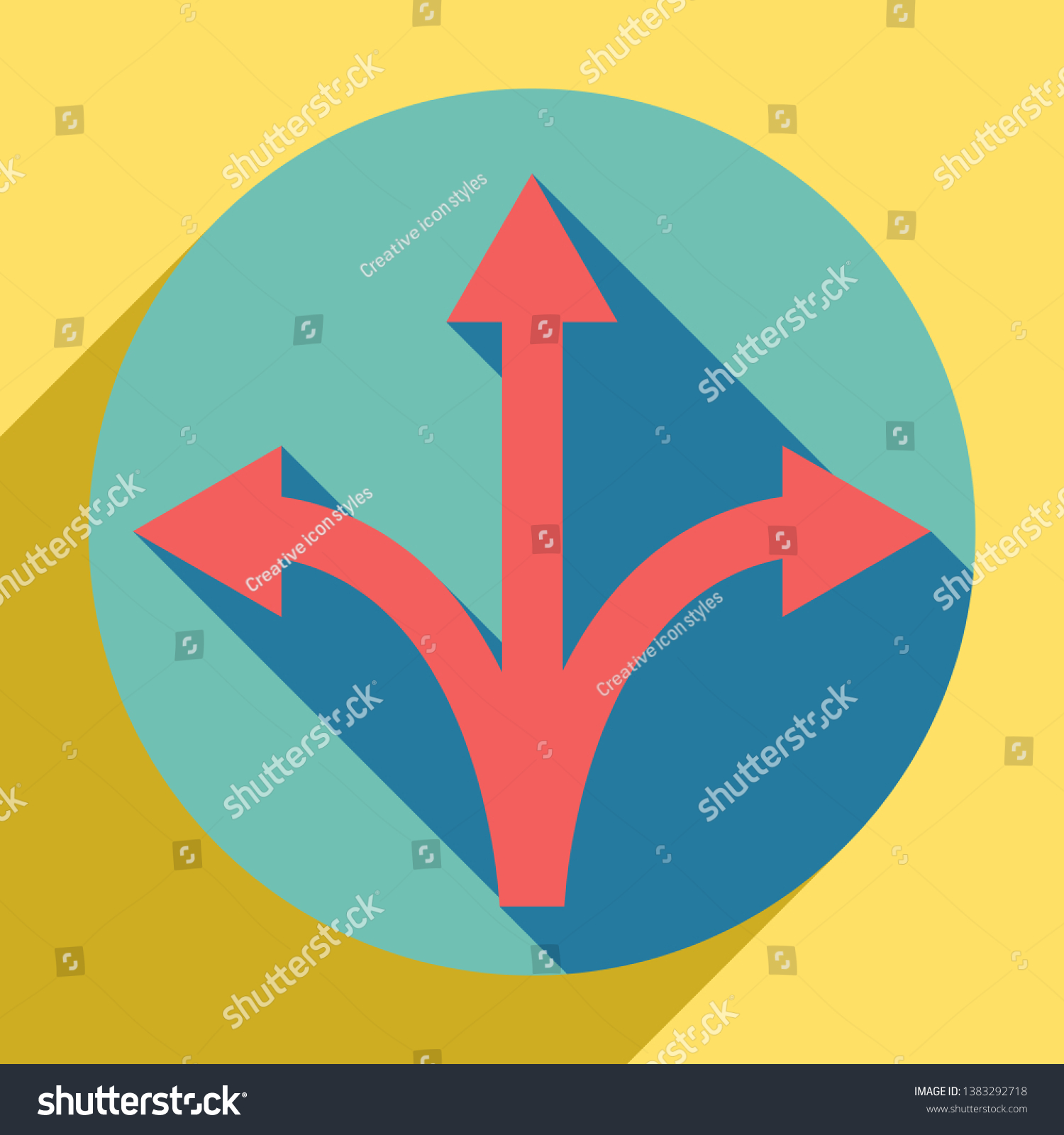 Three Way Direction Arrow Sign Sunset Orange Royalty Free Stock