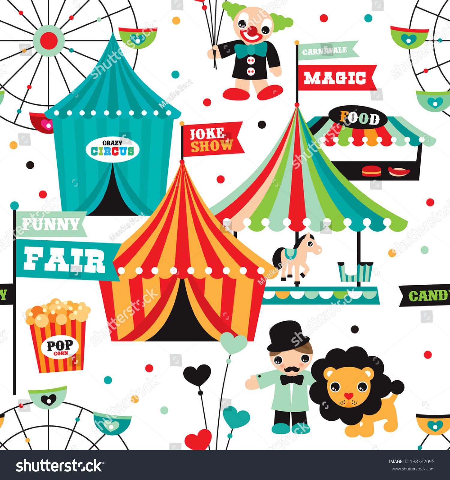Seamless kids circus fun fair… Stock Photo 138342095 - Avopix.com