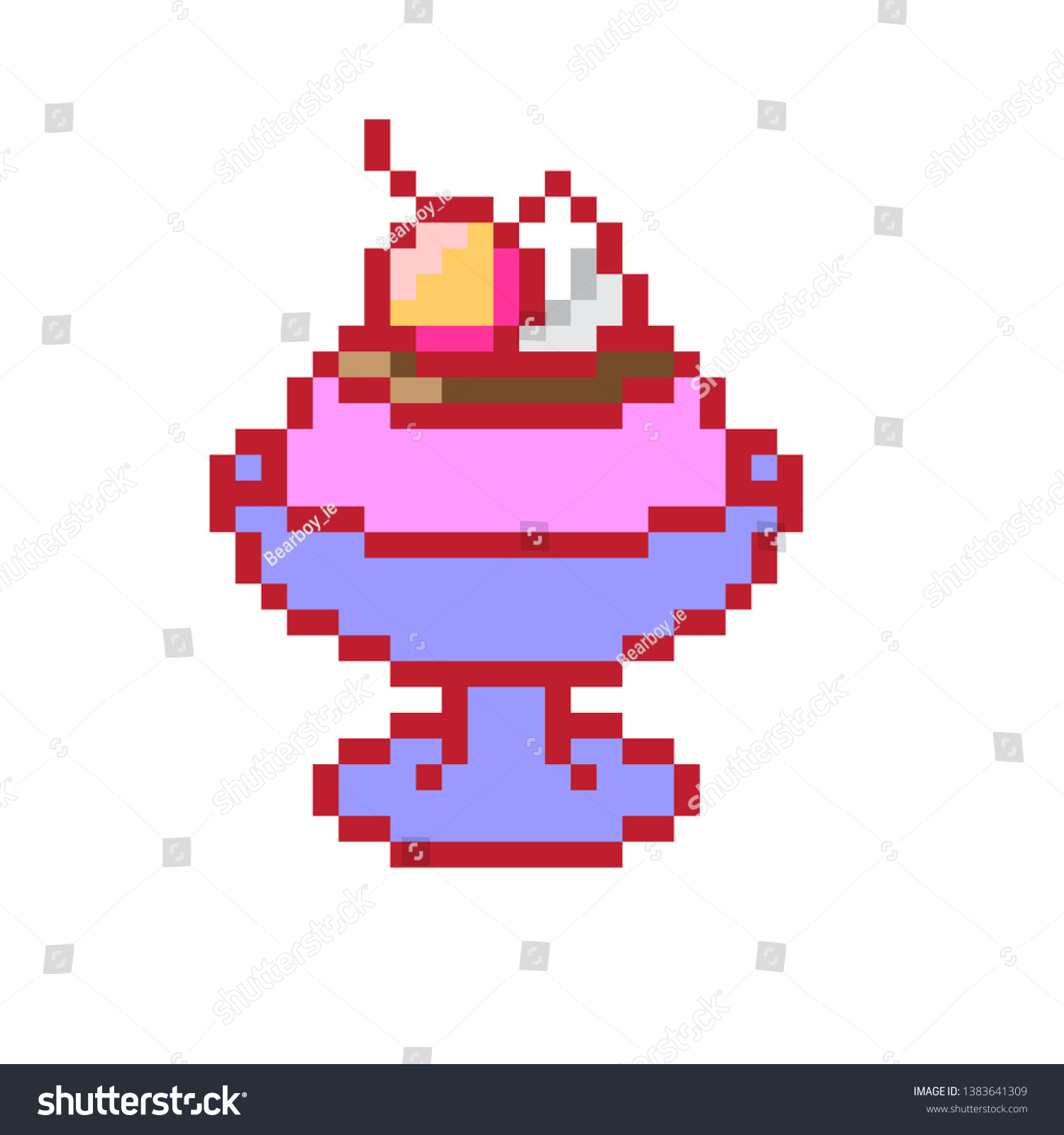 pixel art ice cream cup sweet - Royalty Free Stock Vector 1383641309 ...