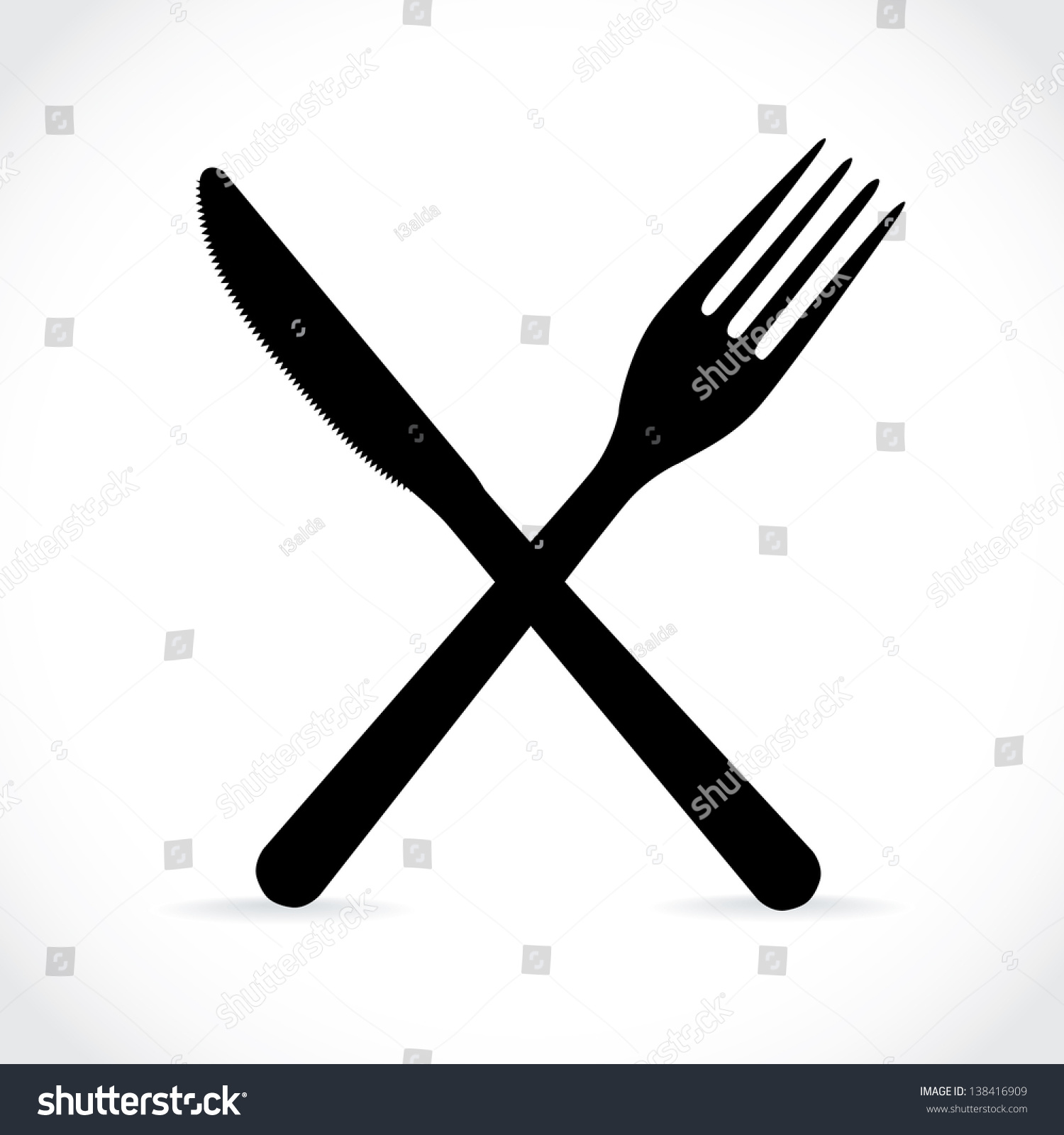 crossed fork over knife - illustration #138416909