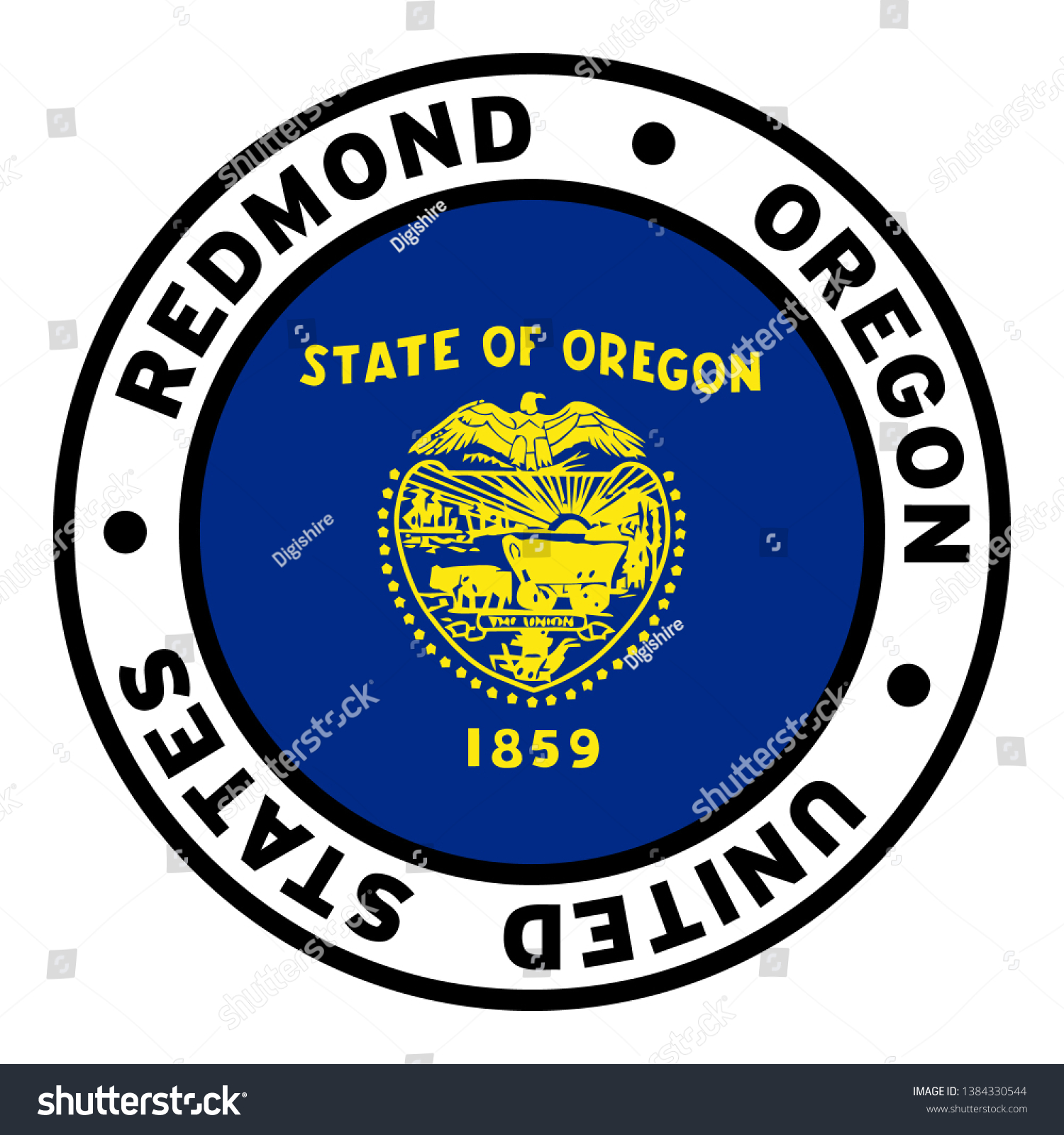 Round Redmond Oregon United States Flag Clipart - Royalty Free Stock ...