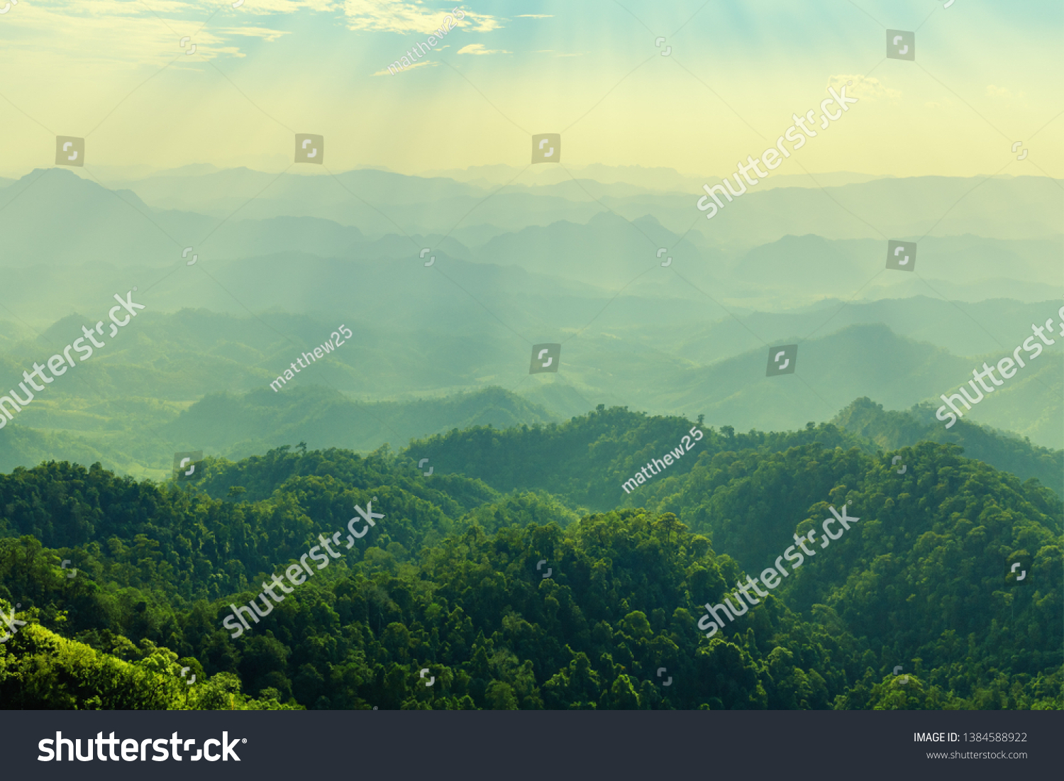 High mountain in morning time. Beautiful natural landscape #1384588922