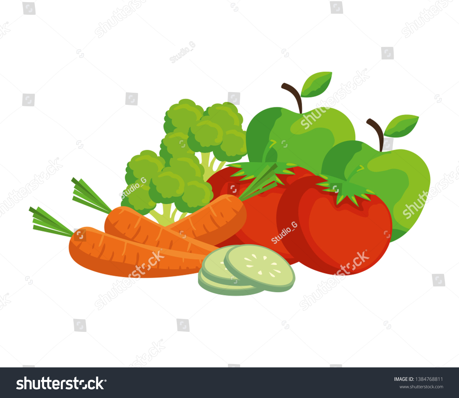 fresh vegetables and fruits salad #1384768811