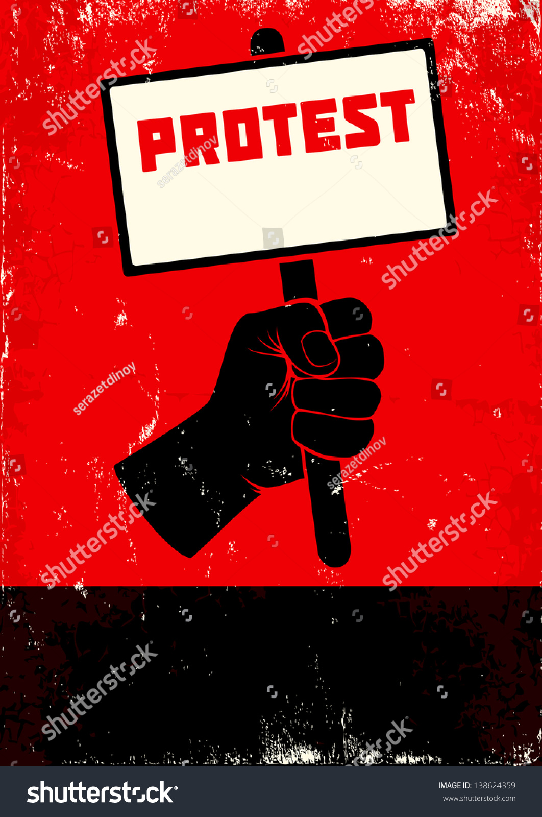Red and black poster with fist and placard #138624359