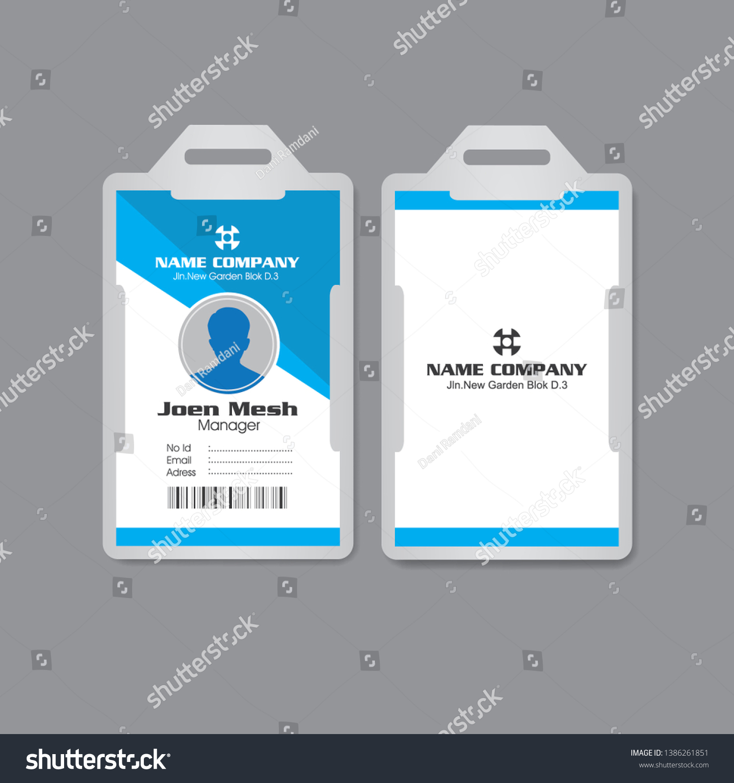 Modern Blue Id Card Template Royalty Free Stock Vector 1386261851 7141