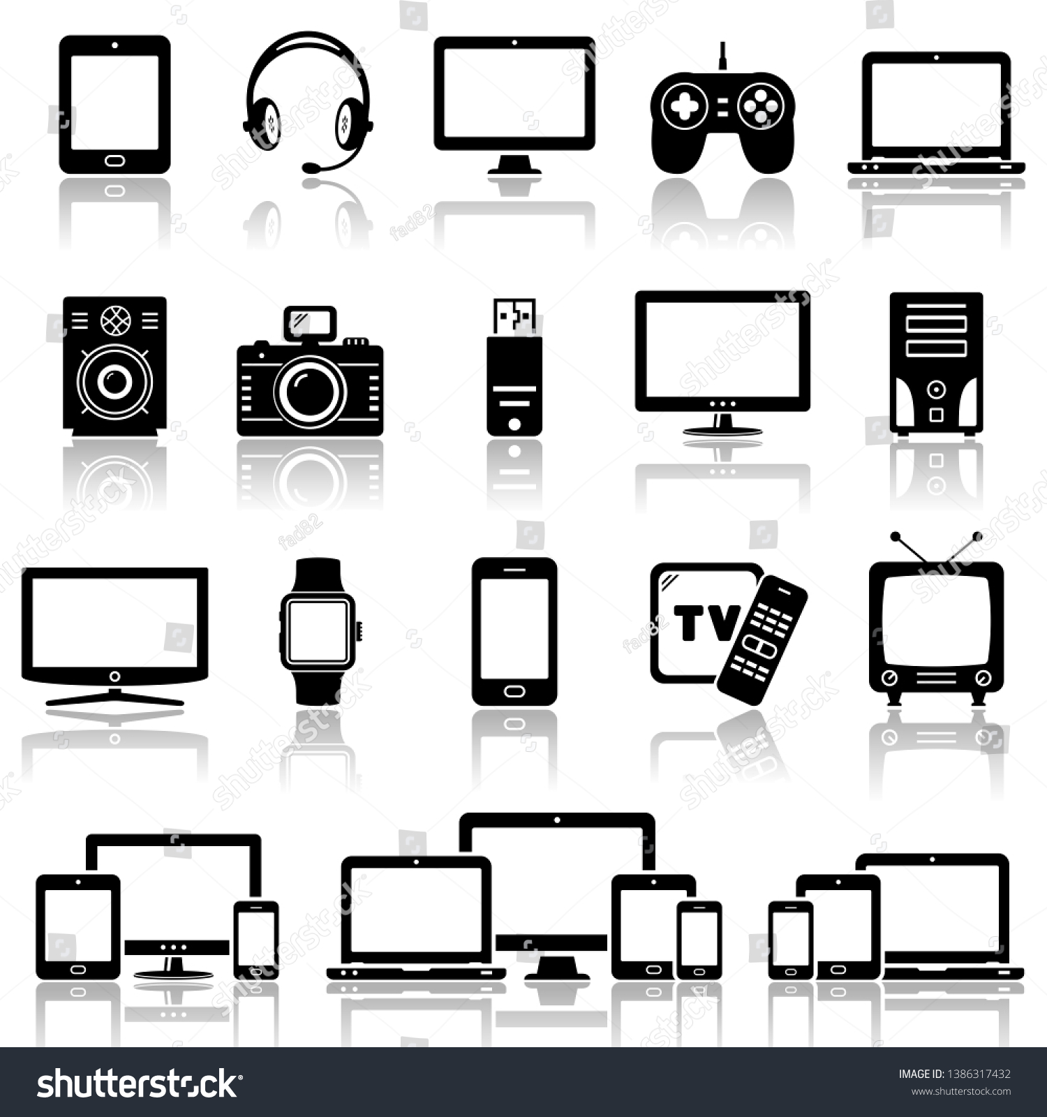 Set of Modern Digital devices icons set #1386317432