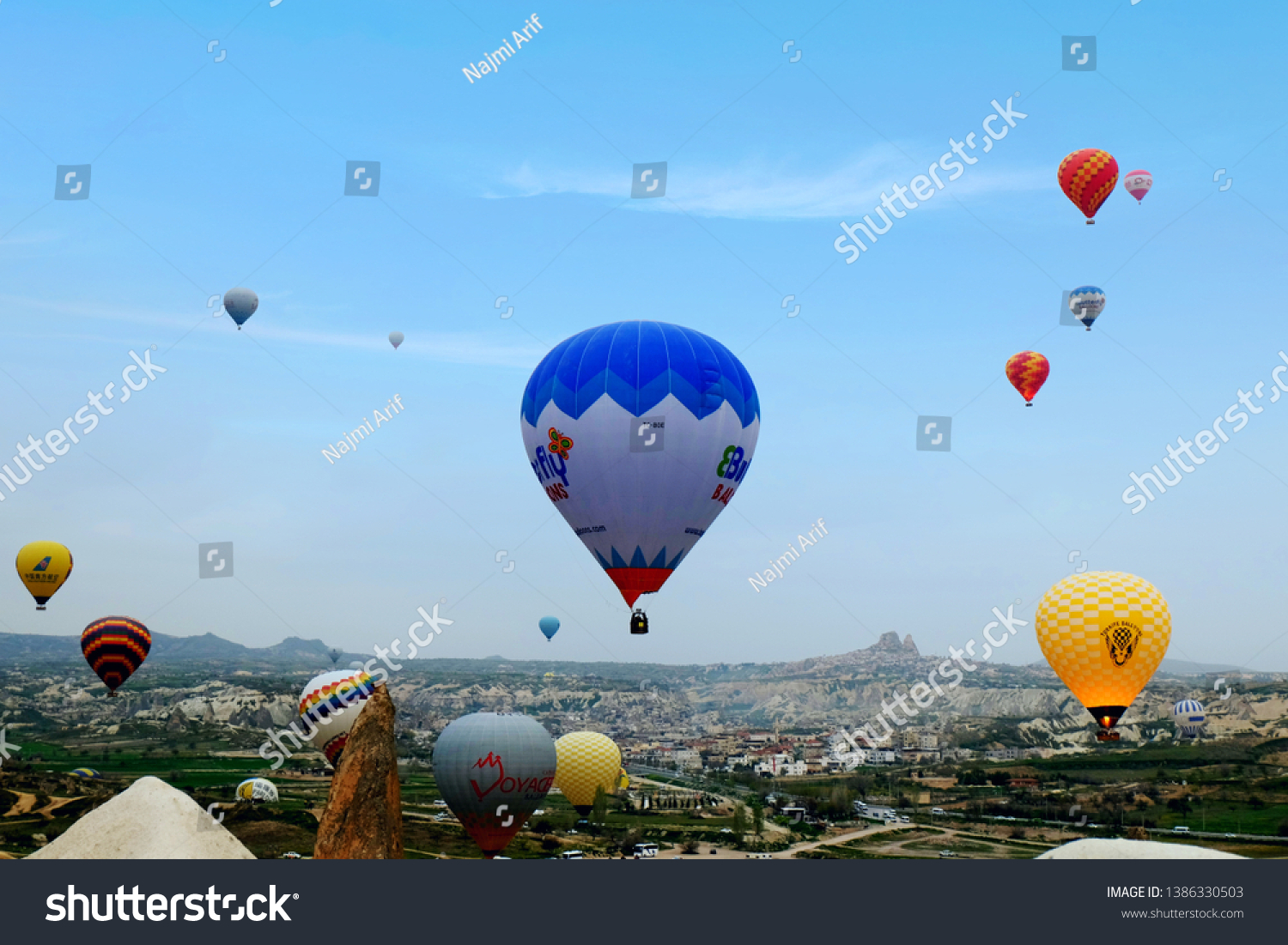 "Cappadocia, Turkey: Circa, April 2019: A morning picture of Cappadocia Hot Air Balloon during sunrise. Chinese have secure the deal for 1 million people each week for Cappadocia Hot Air Balloon." #1386330503