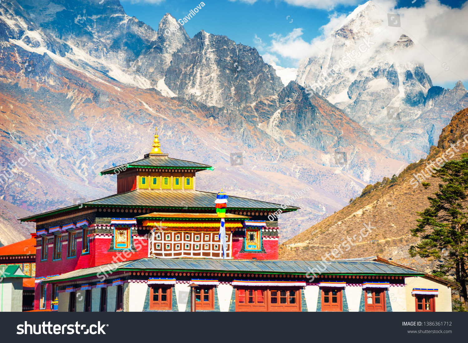 Tengboche Monastery in Himalaya mountains. Khumbu valley, Everest region, Nepal #1386361712