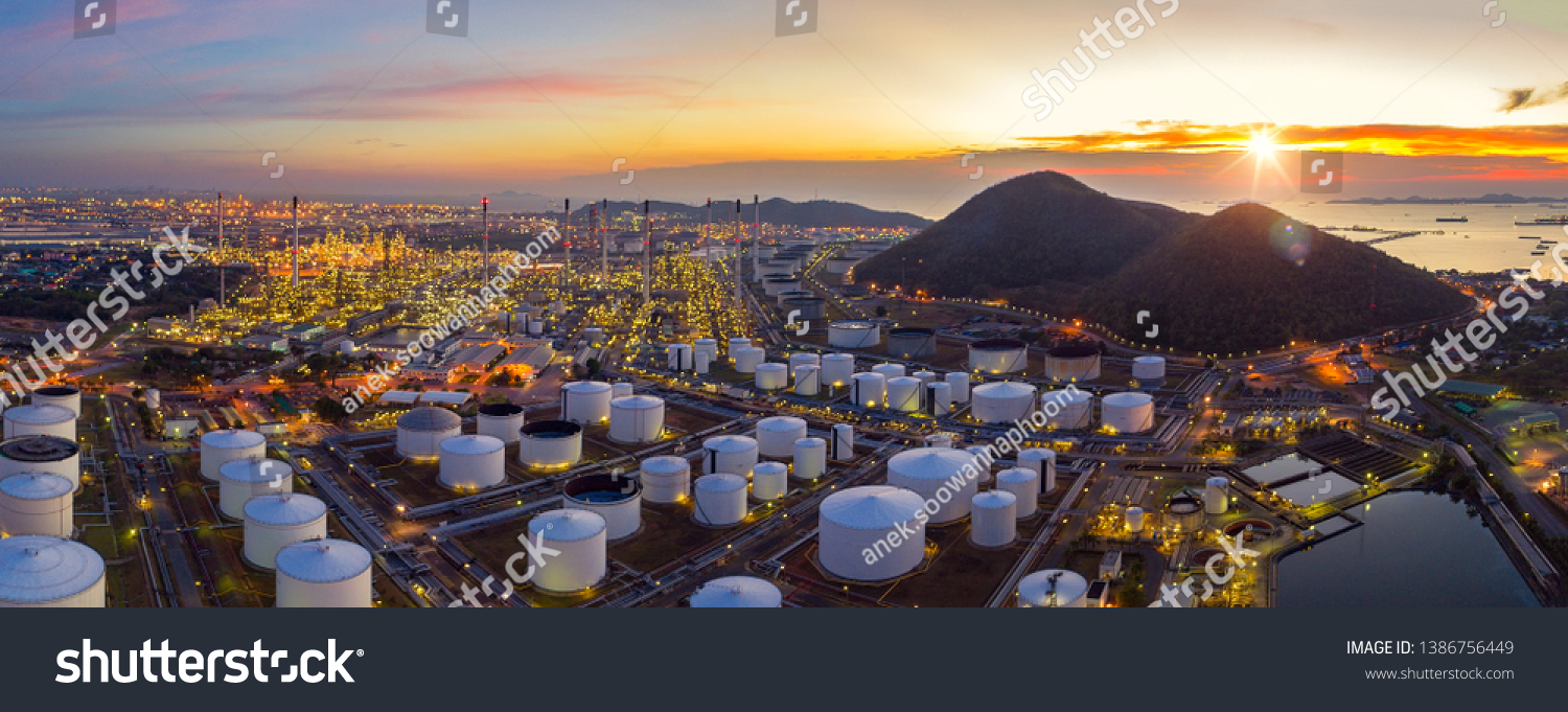 Landscape of Laem Chabang city and oil refinery industrial in Chonburi, Thailand #1386756449