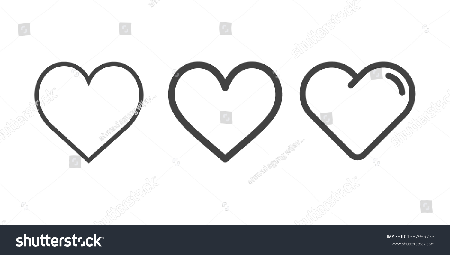 Heart icons, concept of love isolated on white #1387999733