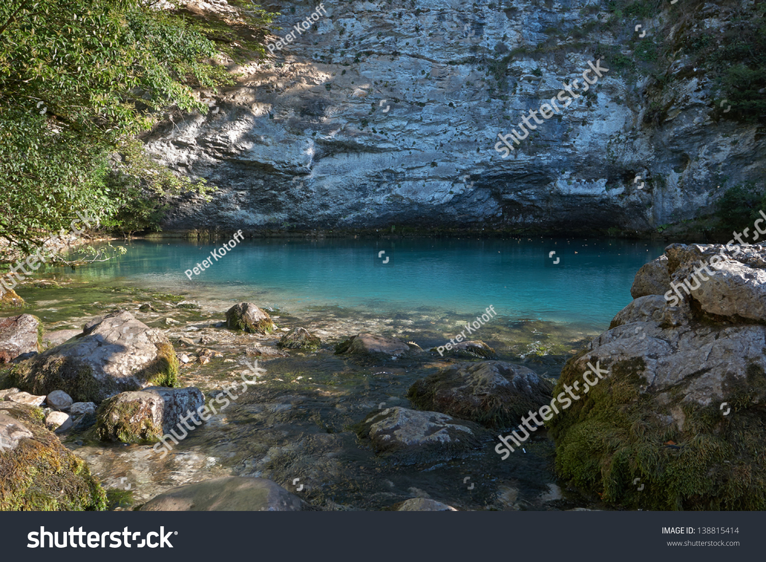 Blue Lake located in the mountains of Abkhazia #138815414