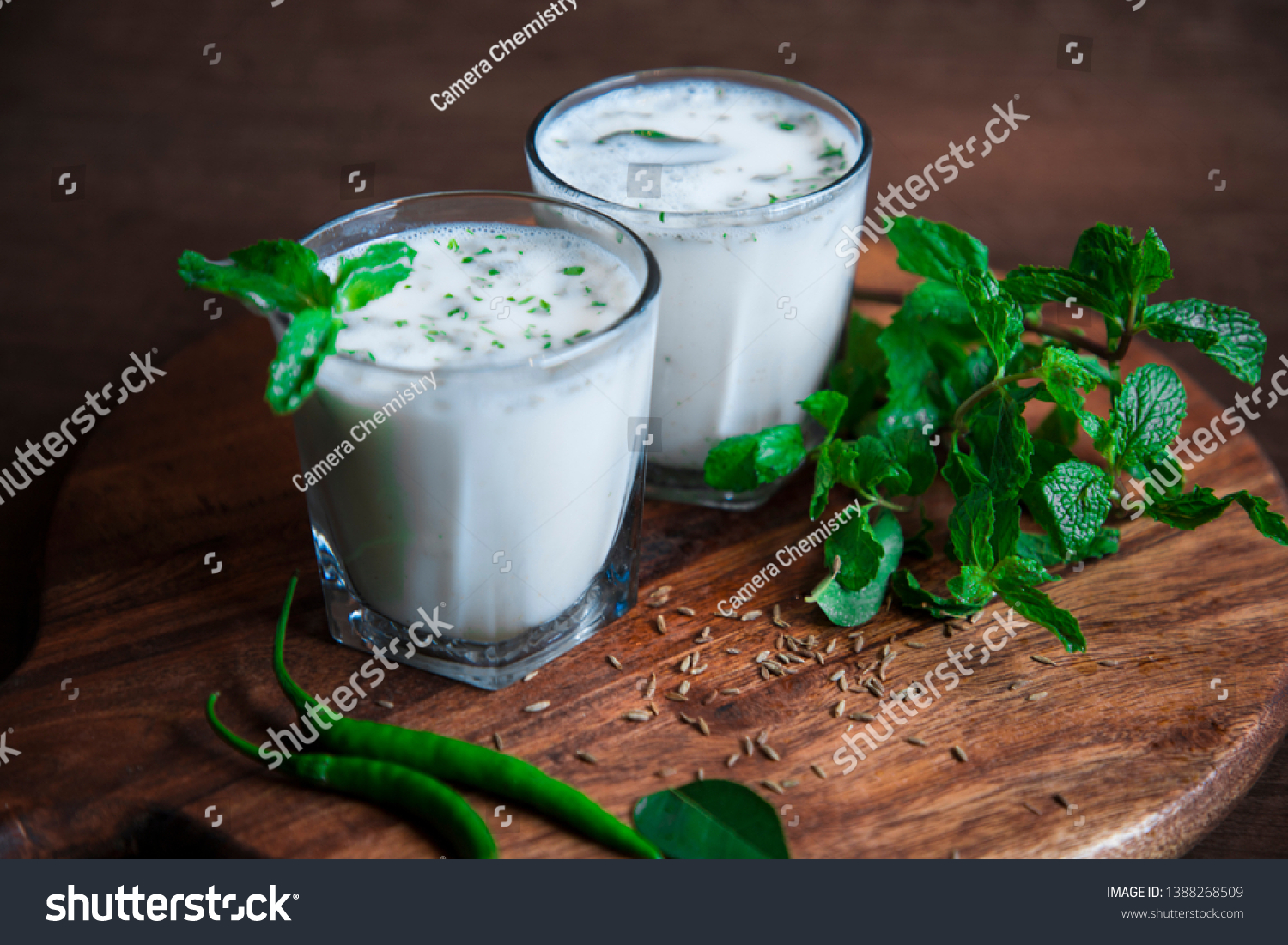 Summer cooler Buttermilk drink. Made of yogurt. Buttermilk made with yogurt. #1388268509