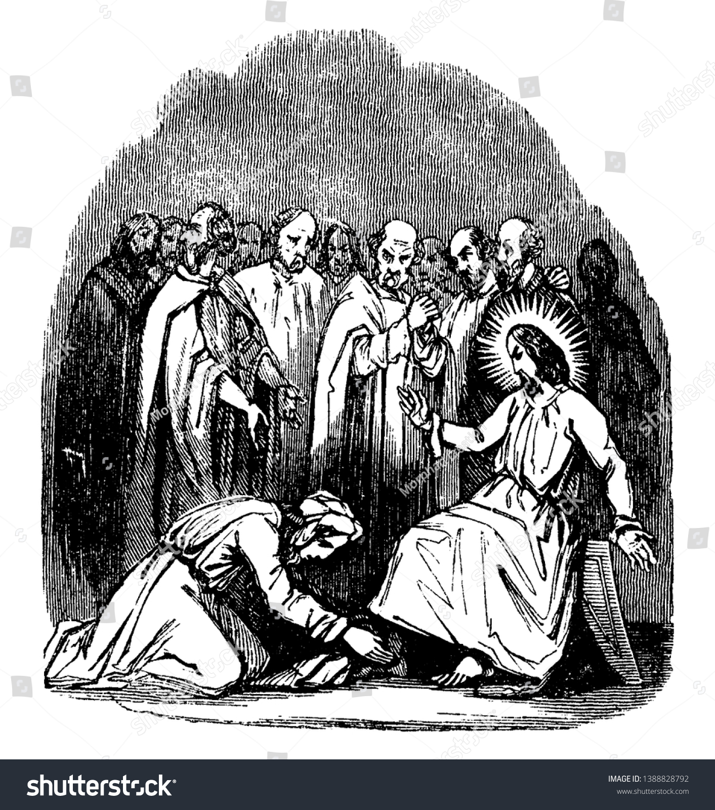 Illustration of Mary is anointing Jesus' feet - Royalty Free Stock ...