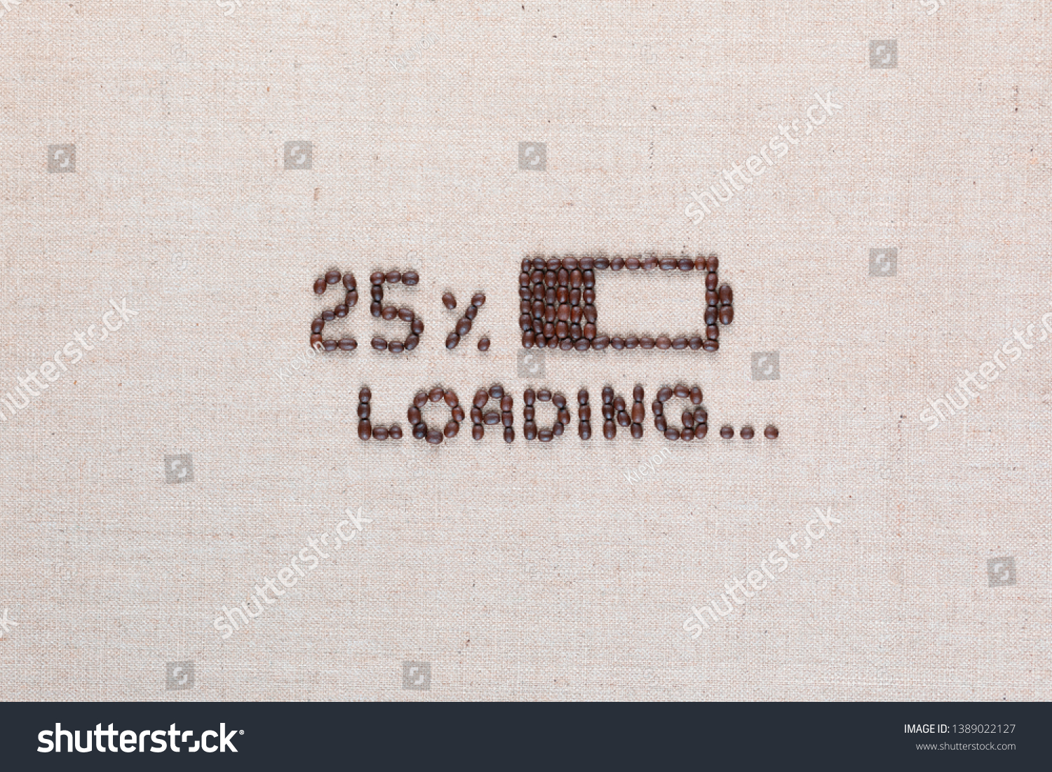Loading bar with 25 percent progress isolated on linea canvas, shot top view, aligned in center. #1389022127