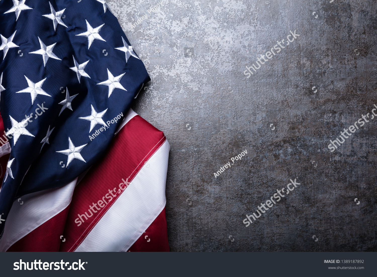 An Overhead View Of American Flag On Dark Concrete Background #1389187892