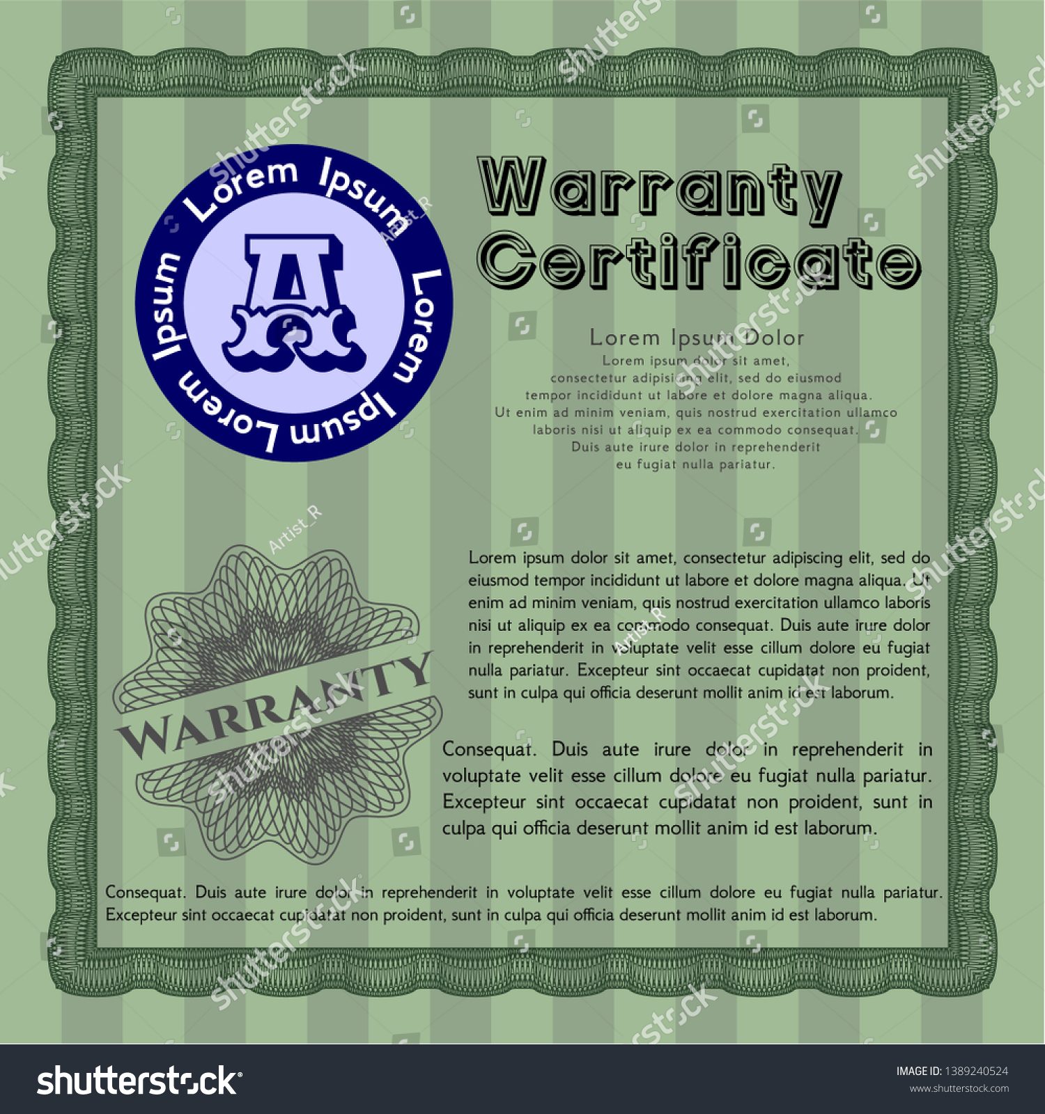 Green Warranty. With background. Cordial design. - Royalty Free Stock ...