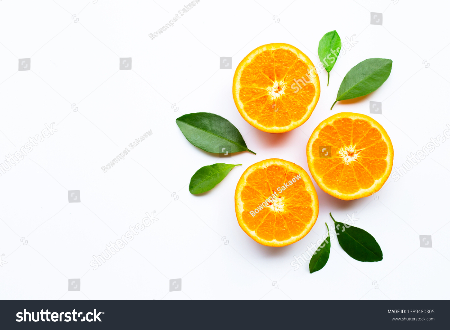 Oranges on white background. Copy space #1389480305