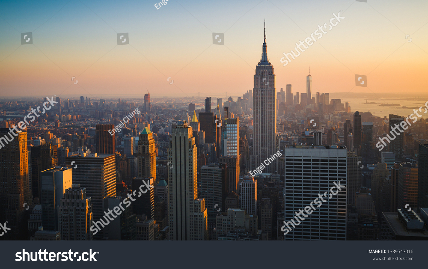 New York City Skyline with Urban Skyscrapers at Sunset, USA #1389547016