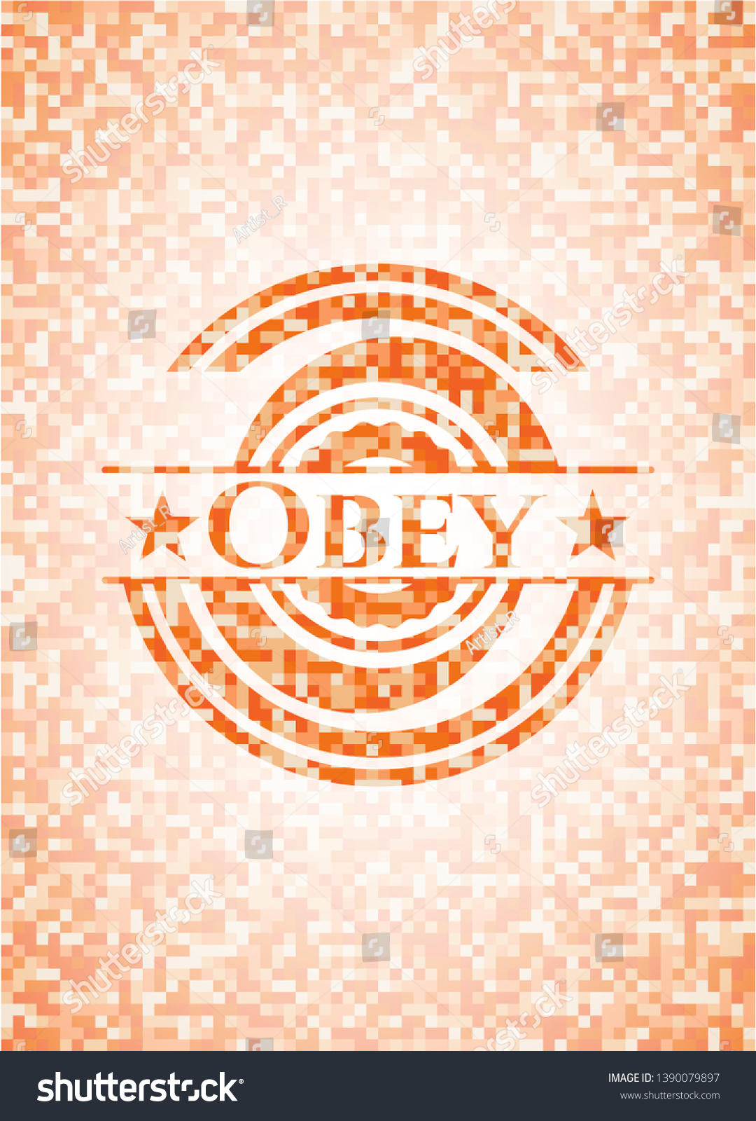 Obey abstract orange mosaic emblem - Royalty Free Stock Vector ...