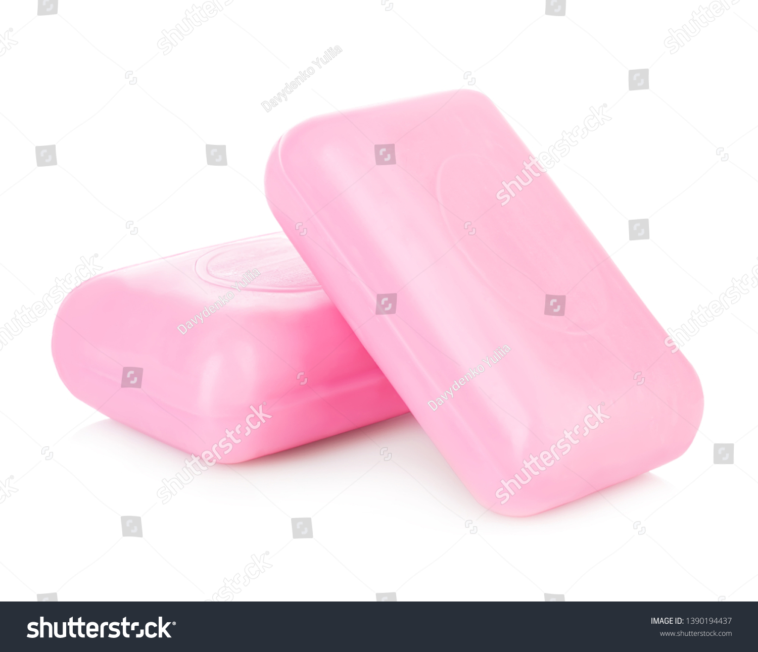 Pieces of pink soap isolated on white background. #1390194437