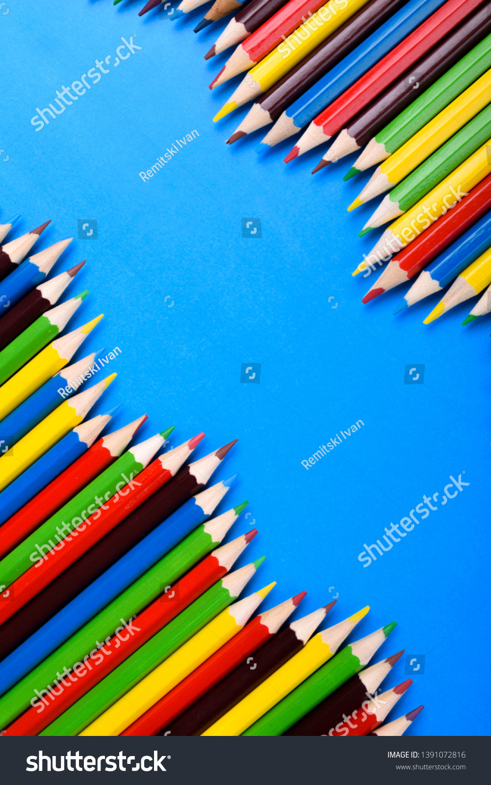 Colored pencils background.Color pencils on blue background.Close up.
Many different colored pencils on blue background.Colorful pencil .Colorfull
 #1391072816