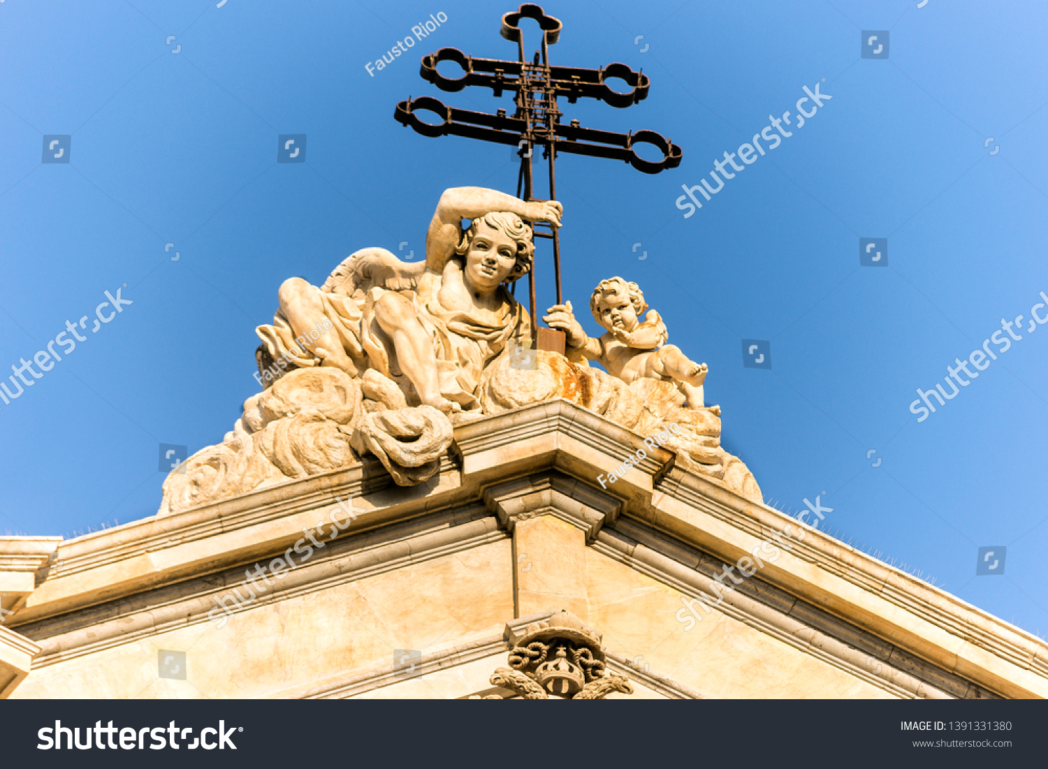 Sculptures of Metropolitan Cathedral of Saint Agatha in Catania, Sicily, Italy. #1391331380