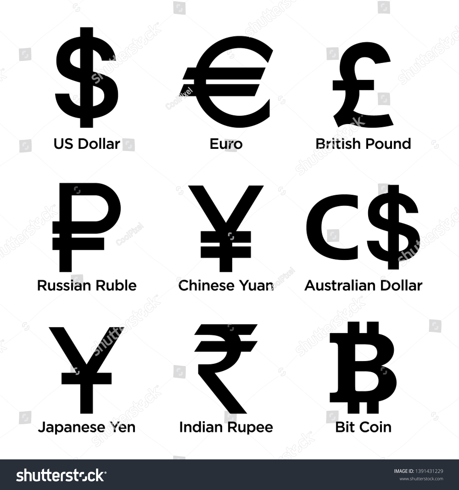 Currency symbol icons set. Collection of - Royalty Free Stock Vector ...