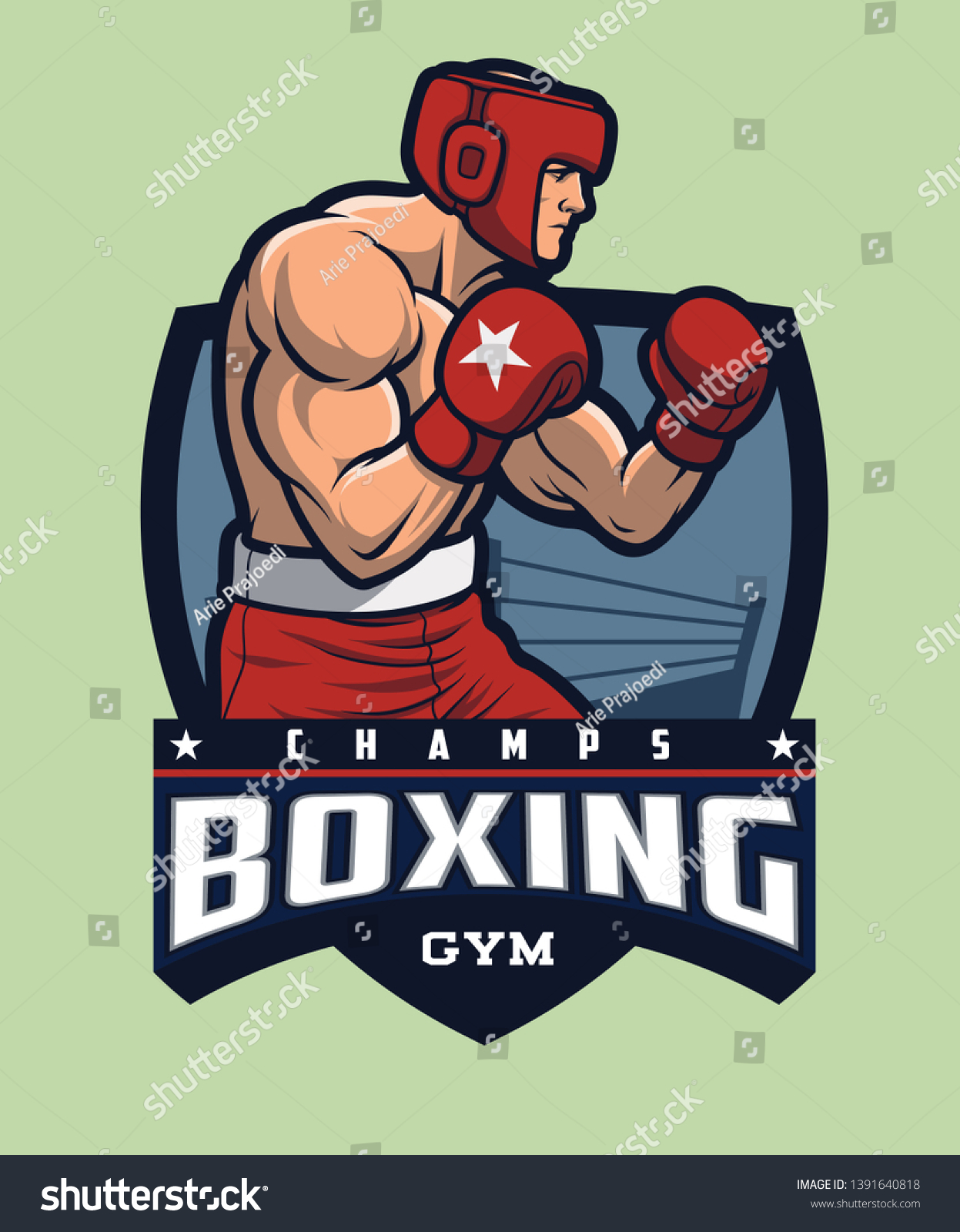 Boxing Logo / Boxer wearing headgear training. - Royalty Free Stock ...