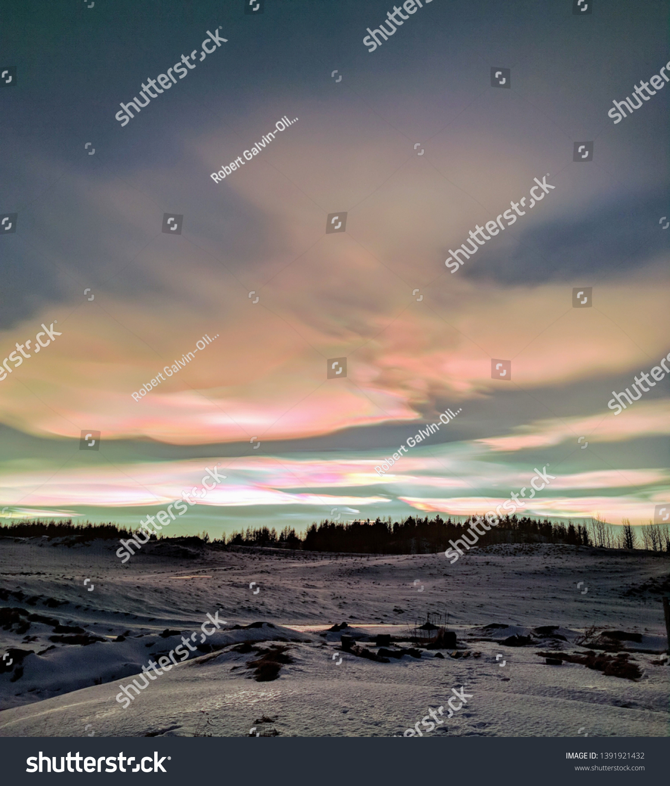 Nacreous clouds over eastern Iceland #1391921432