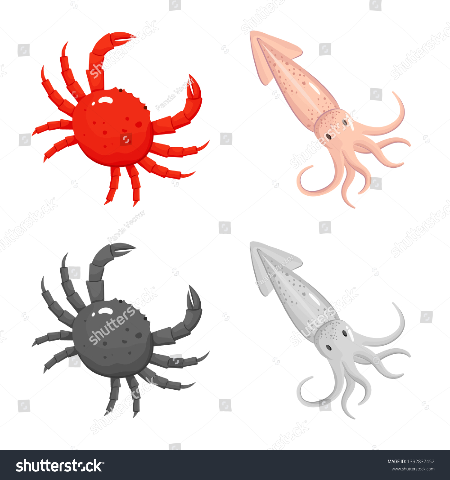 Isolated object of fresh  and restaurant logo. Set of fresh  and marine   stock vector illustration. #1392837452