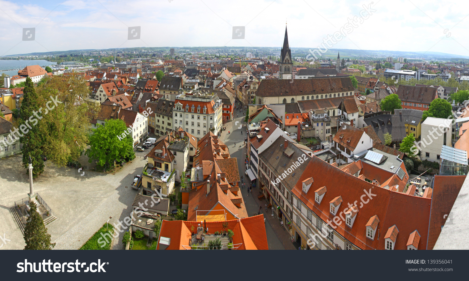Panoramic view of Konstanz city (Germany) and Town of Kreuzlingen (Switzerland) #139356041