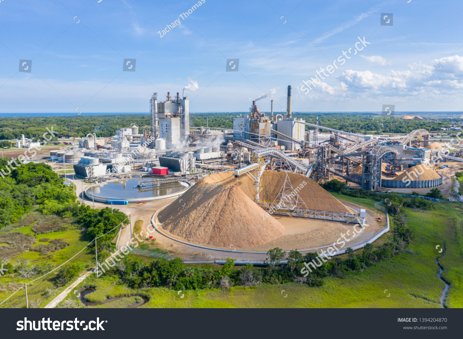 Aerial view of a paper mill #1394204870